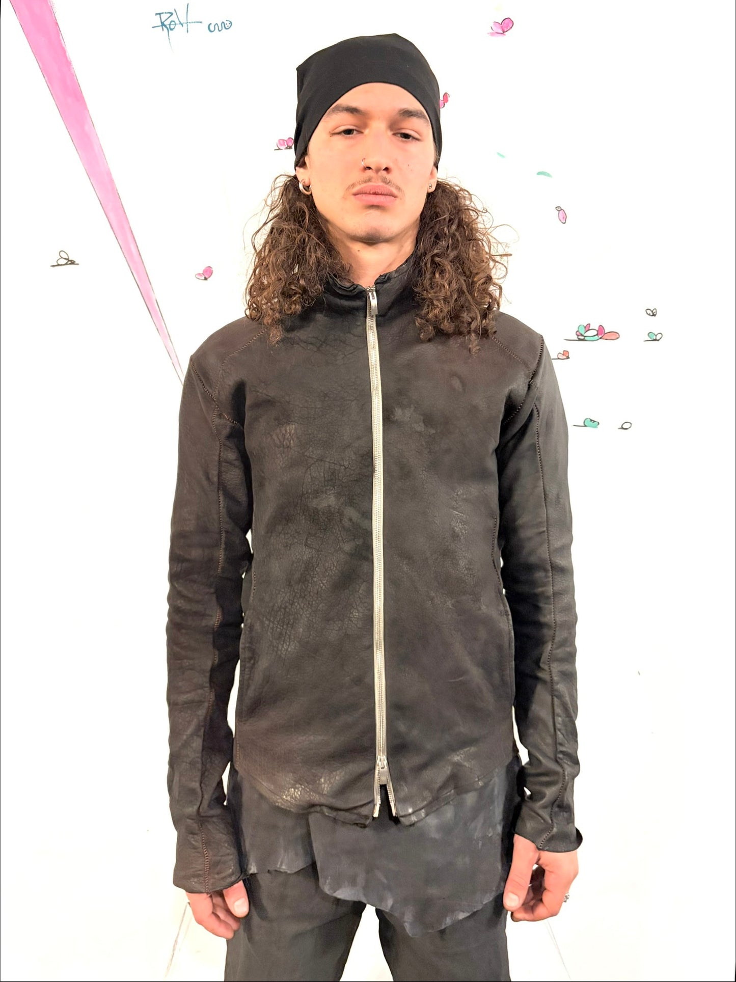 SS26 || OVERDYED ARC JACKET || BLACK || BISON LEATHER