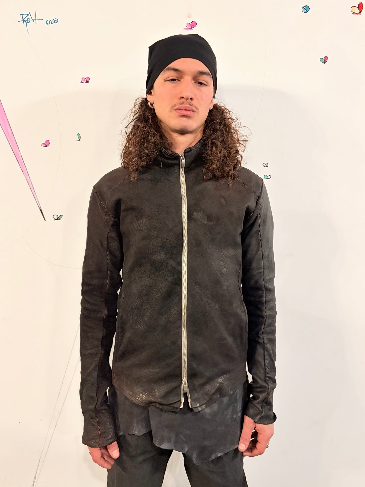 SS26 || OVERDYED ARC JACKET || BLACK || BISON LEATHER