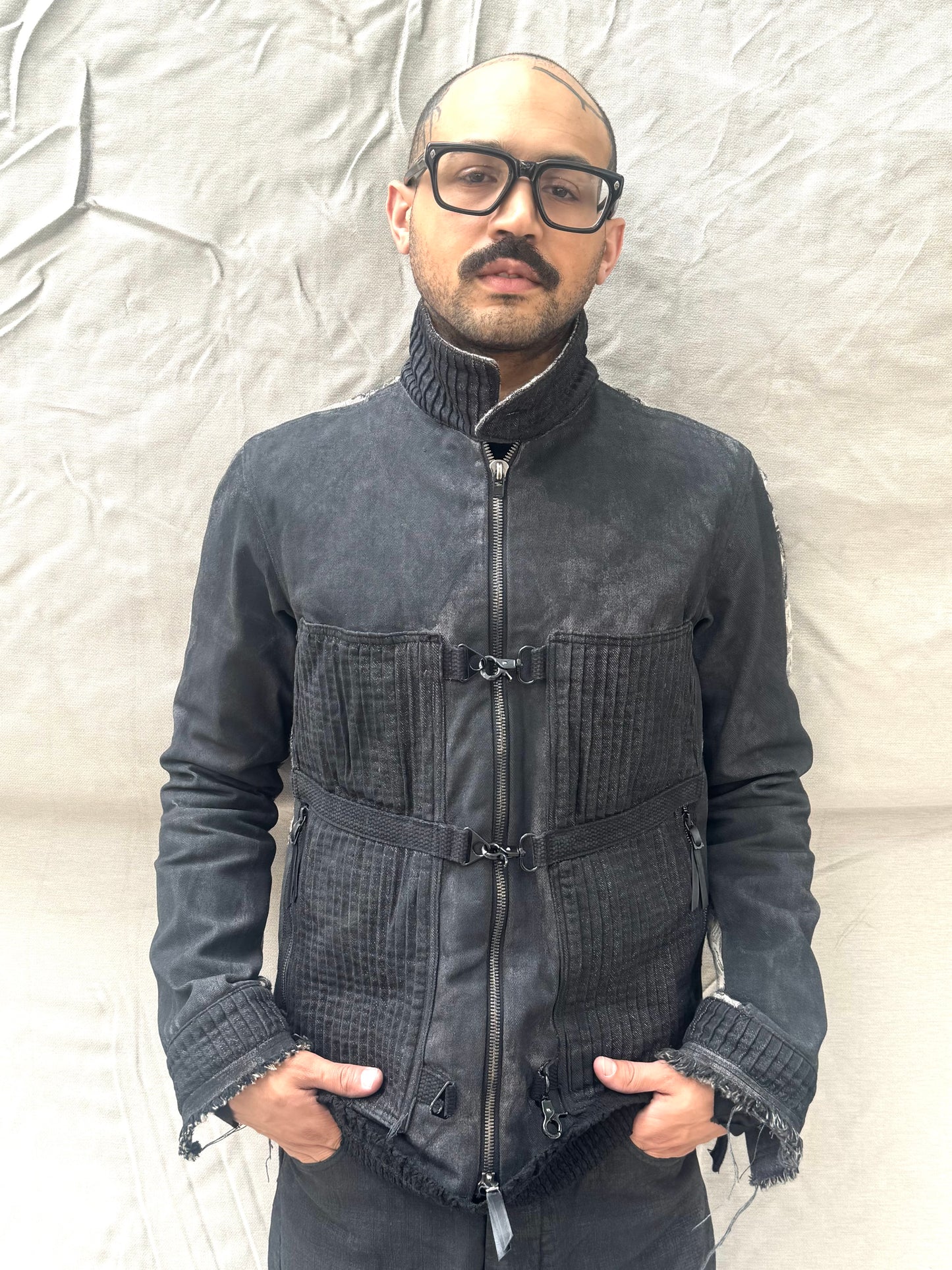 FW26 || .5 FAULTED SHOULDER WORK JACKET || BLACK || COTTON + BROCADE