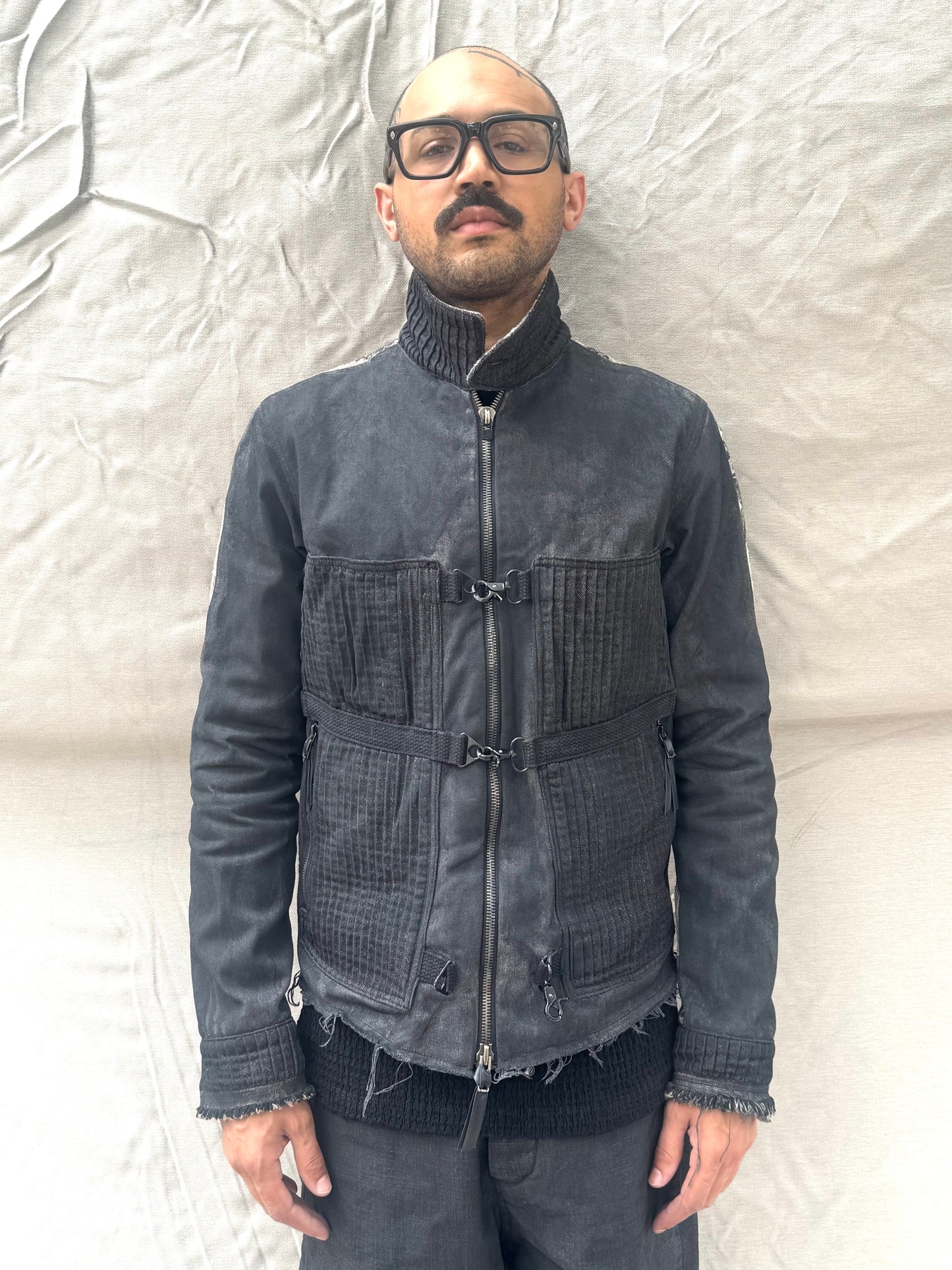 FW26 || .5 FAULTED SHOULDER WORK JACKET || BLACK || COTTON + BROCADE
