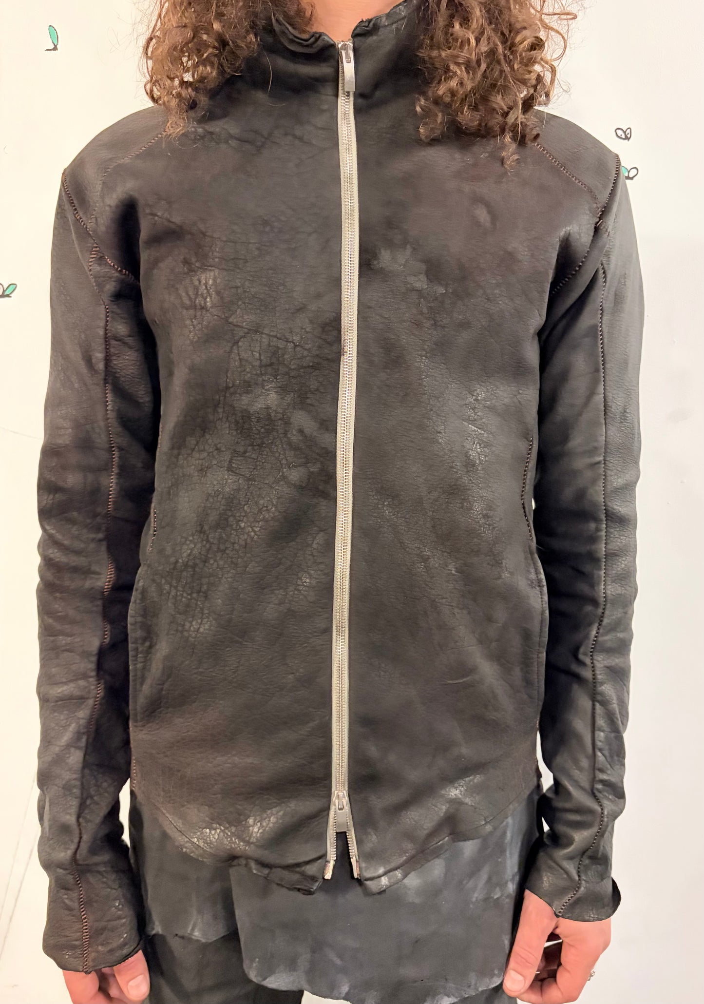 SS26 || OVERDYED ARC JACKET || BLACK || BISON LEATHER