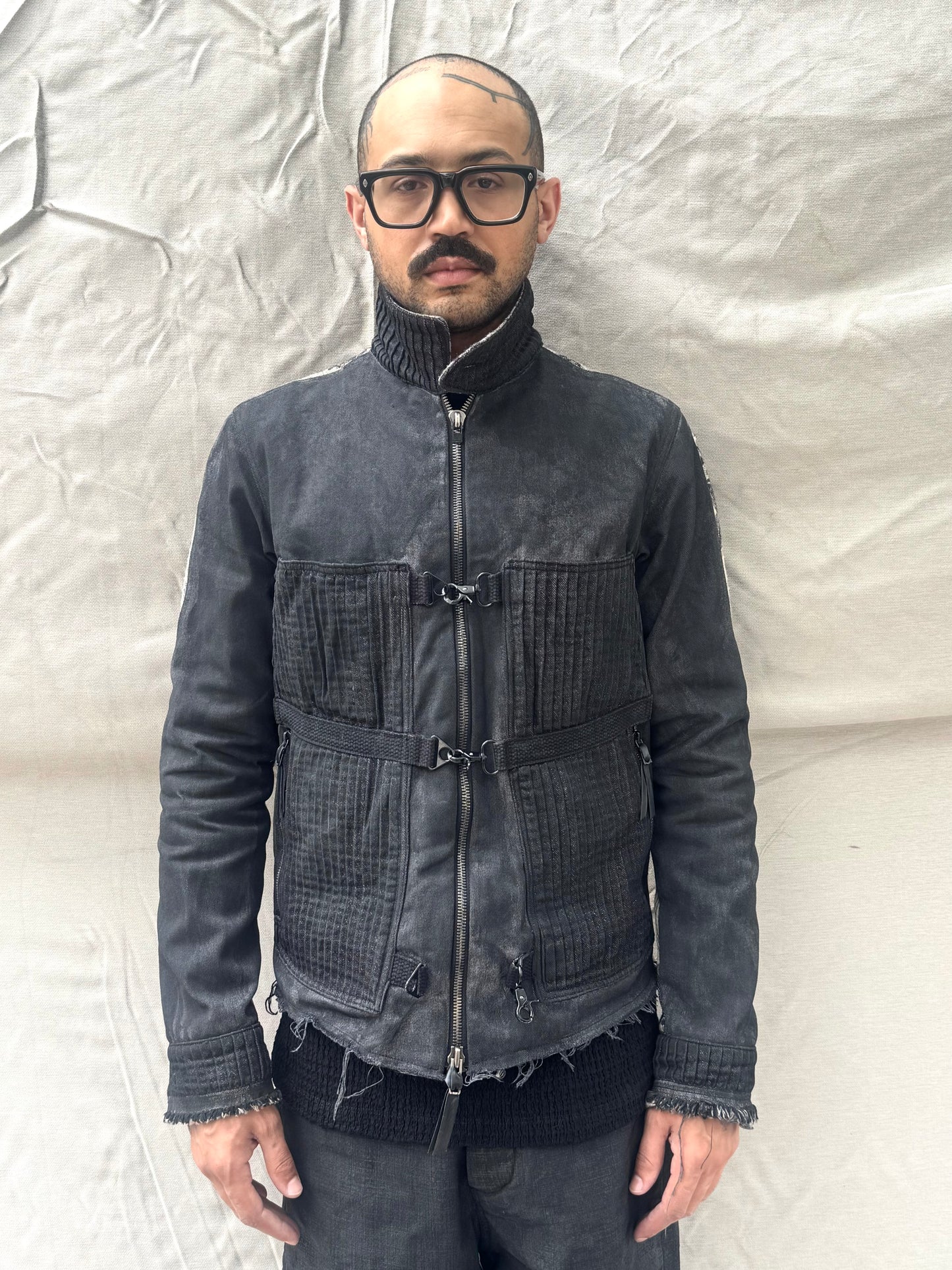 FW26 || .5 FAULTED SHOULDER WORK JACKET || BLACK || COTTON + BROCADE