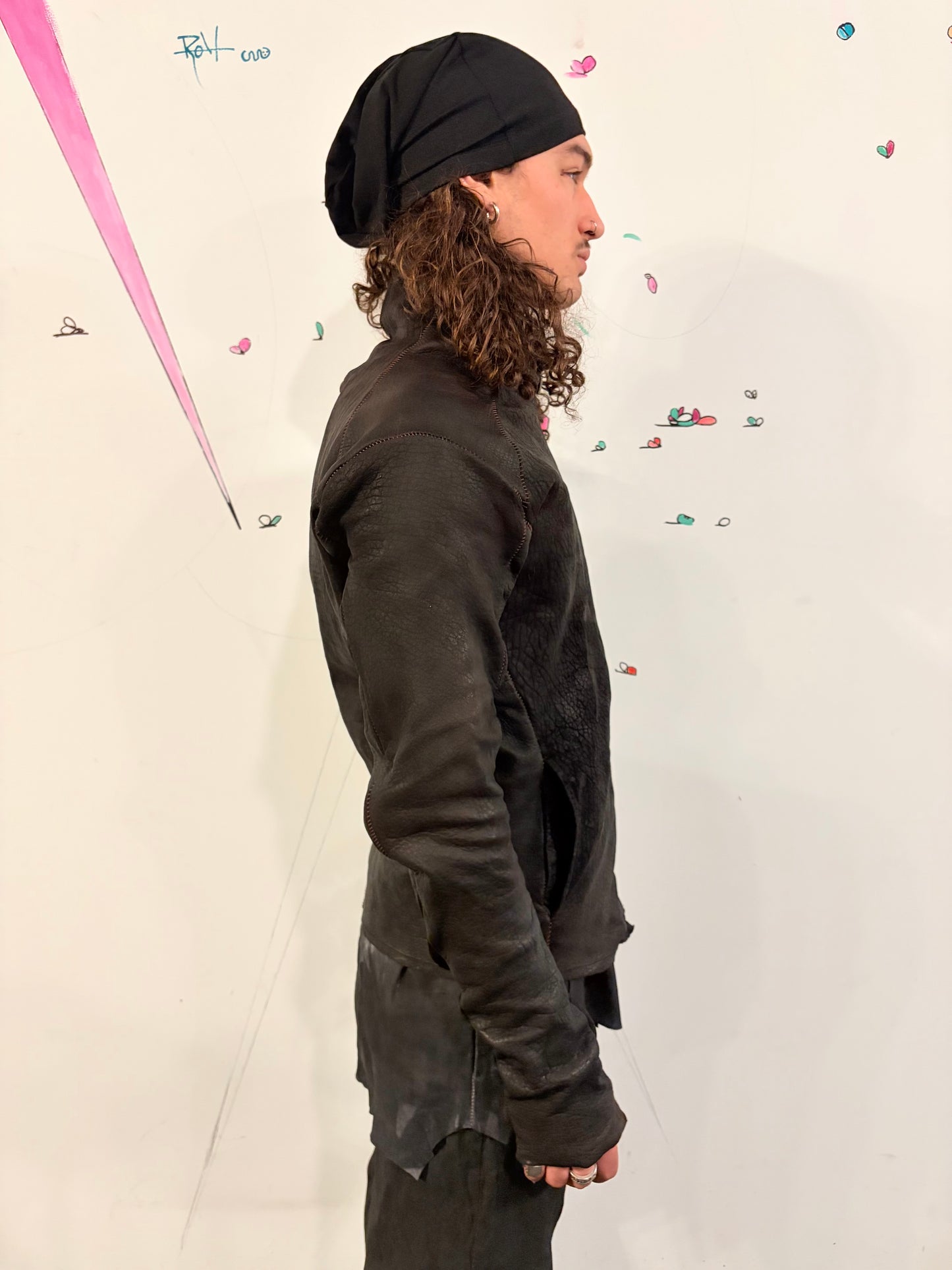 SS26 || OVERDYED ARC JACKET || BLACK || BISON LEATHER