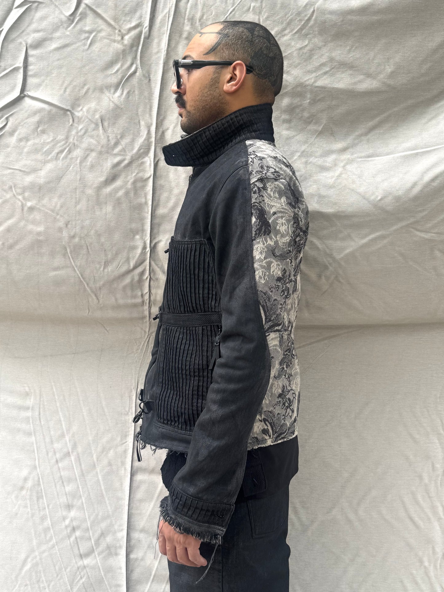 FW26 || .5 FAULTED SHOULDER WORK JACKET || BLACK || COTTON + BROCADE