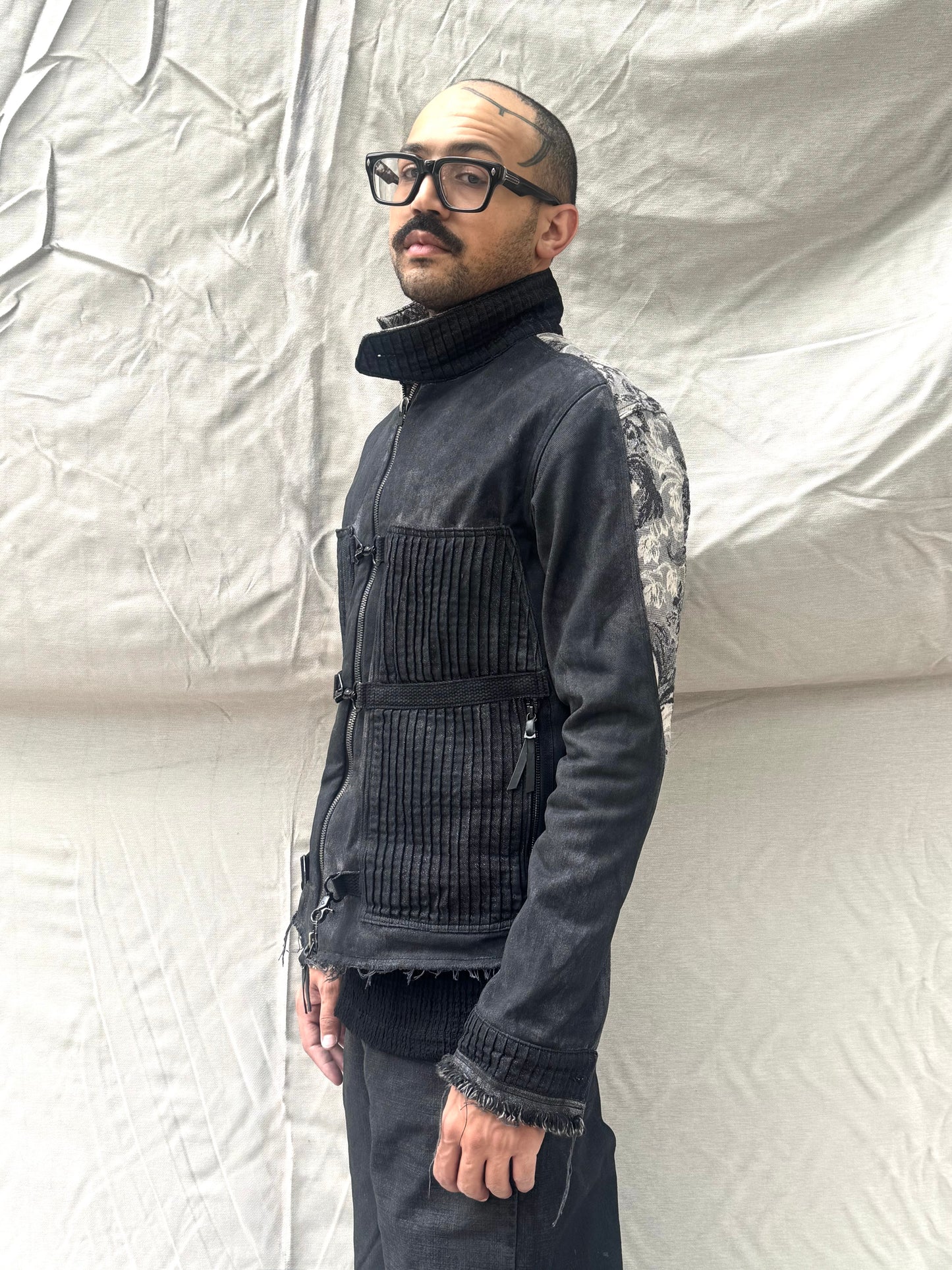 FW26 || .5 FAULTED SHOULDER WORK JACKET || BLACK || COTTON + BROCADE