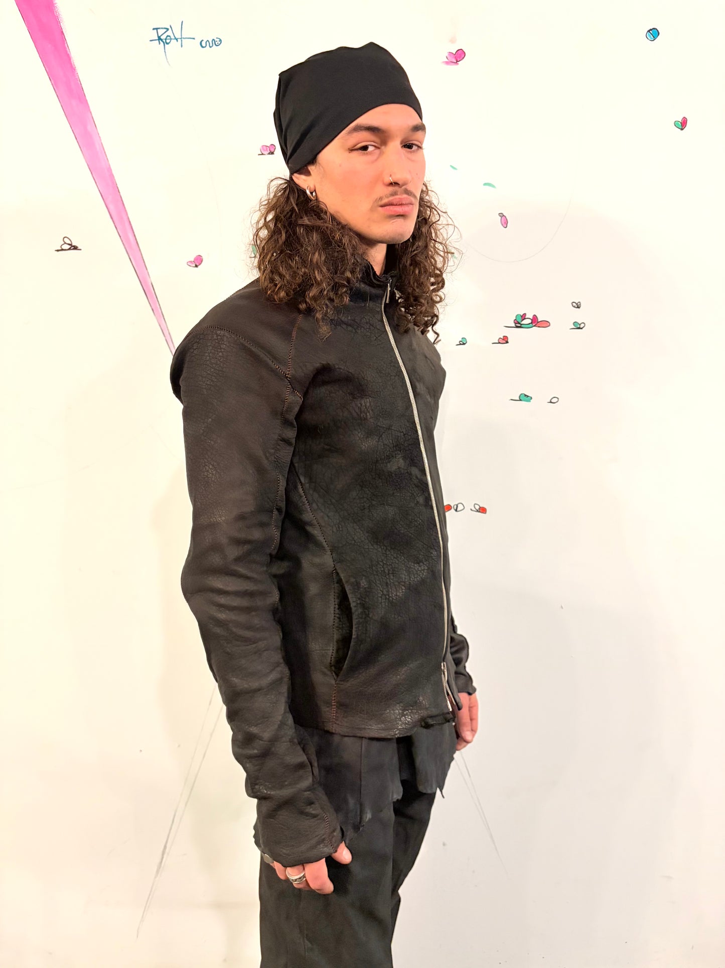 SS26 || OVERDYED ARC JACKET || BLACK || BISON LEATHER