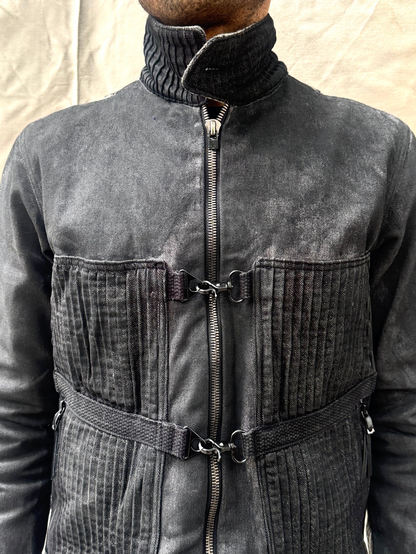 FW26 || .5 FAULTED SHOULDER WORK JACKET || BLACK || COTTON + BROCADE