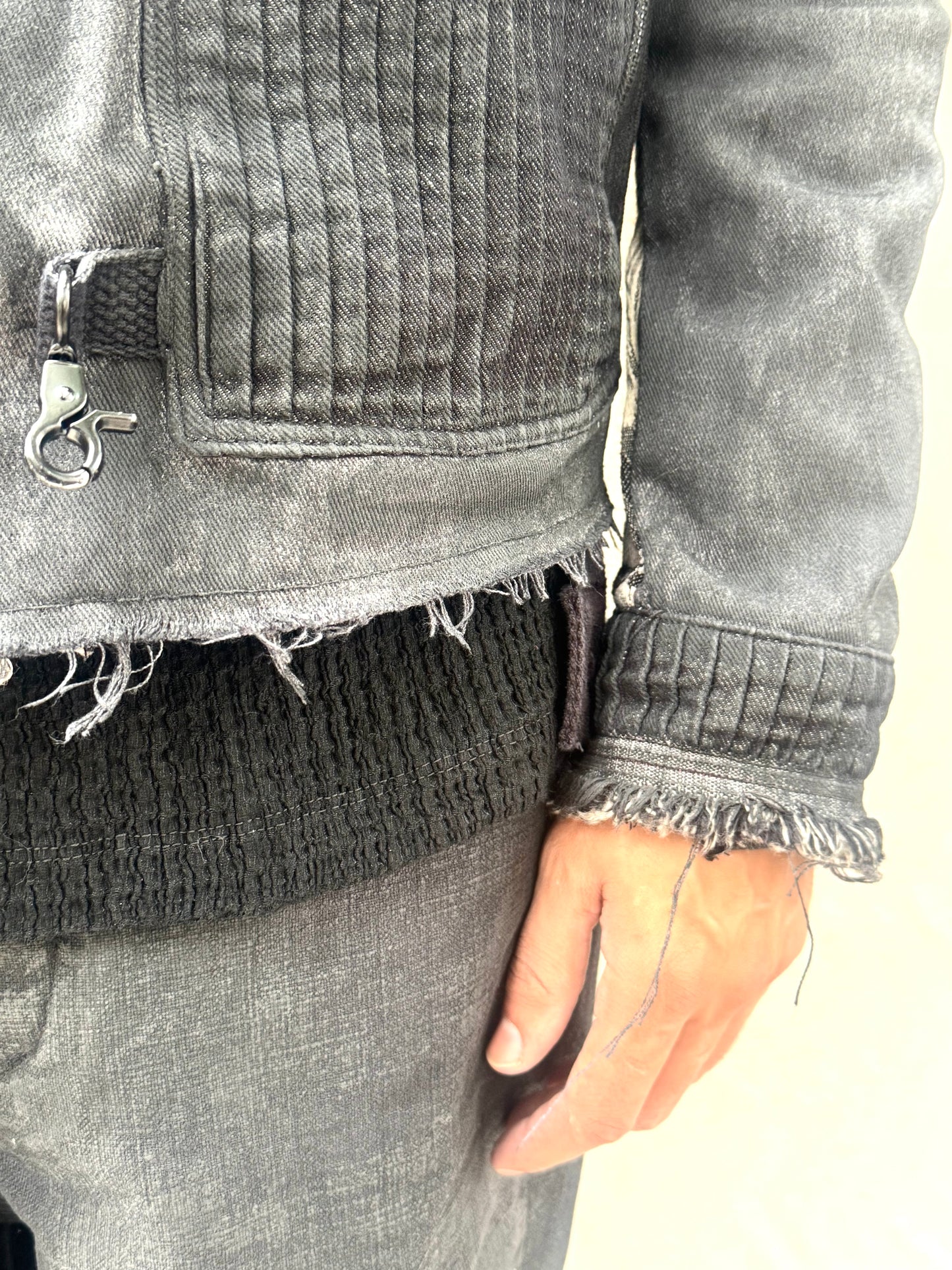 FW26 || .5 FAULTED SHOULDER WORK JACKET || BLACK || COTTON + BROCADE