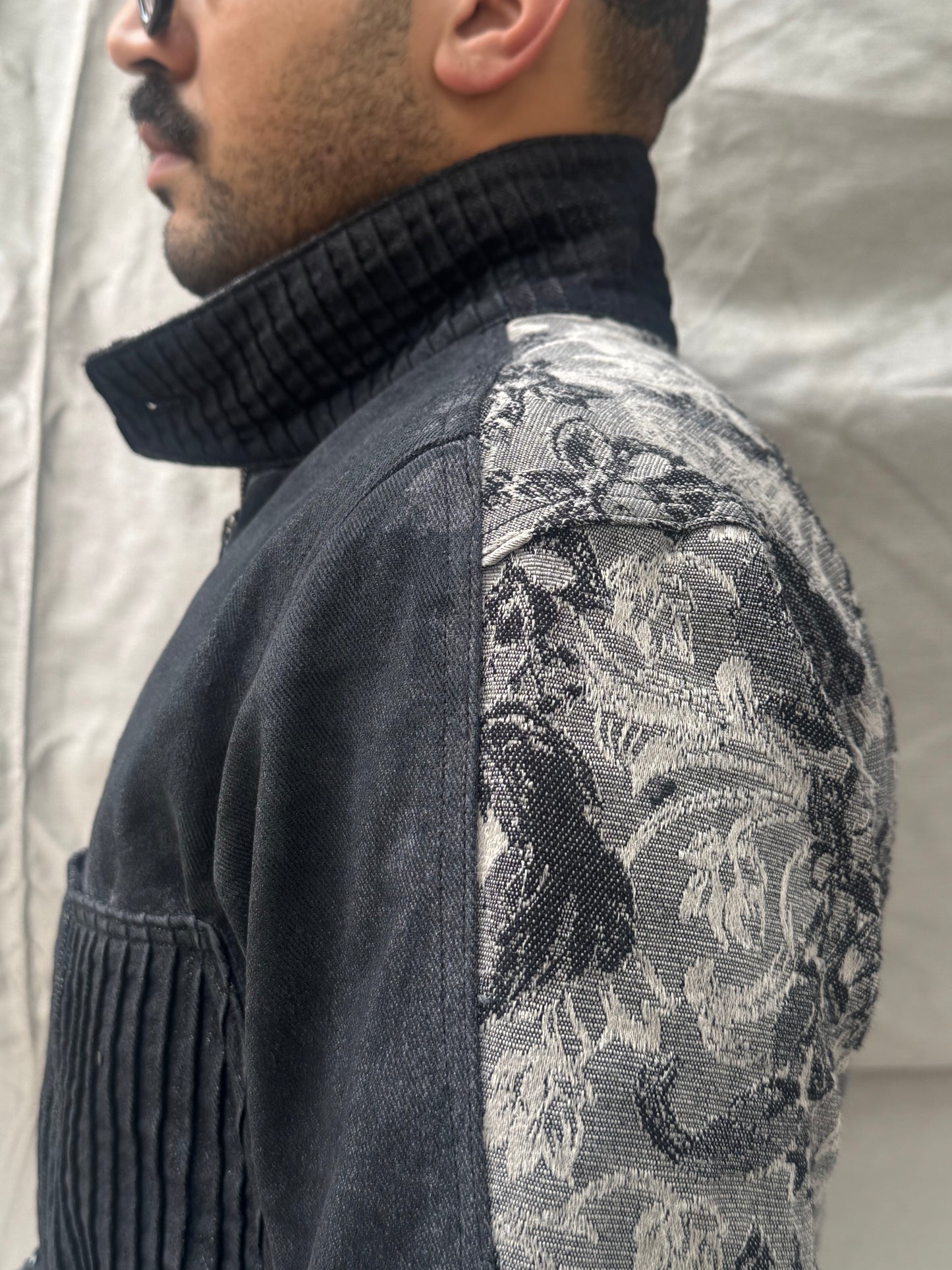 FW26 || .5 FAULTED SHOULDER WORK JACKET || BLACK || COTTON + BROCADE