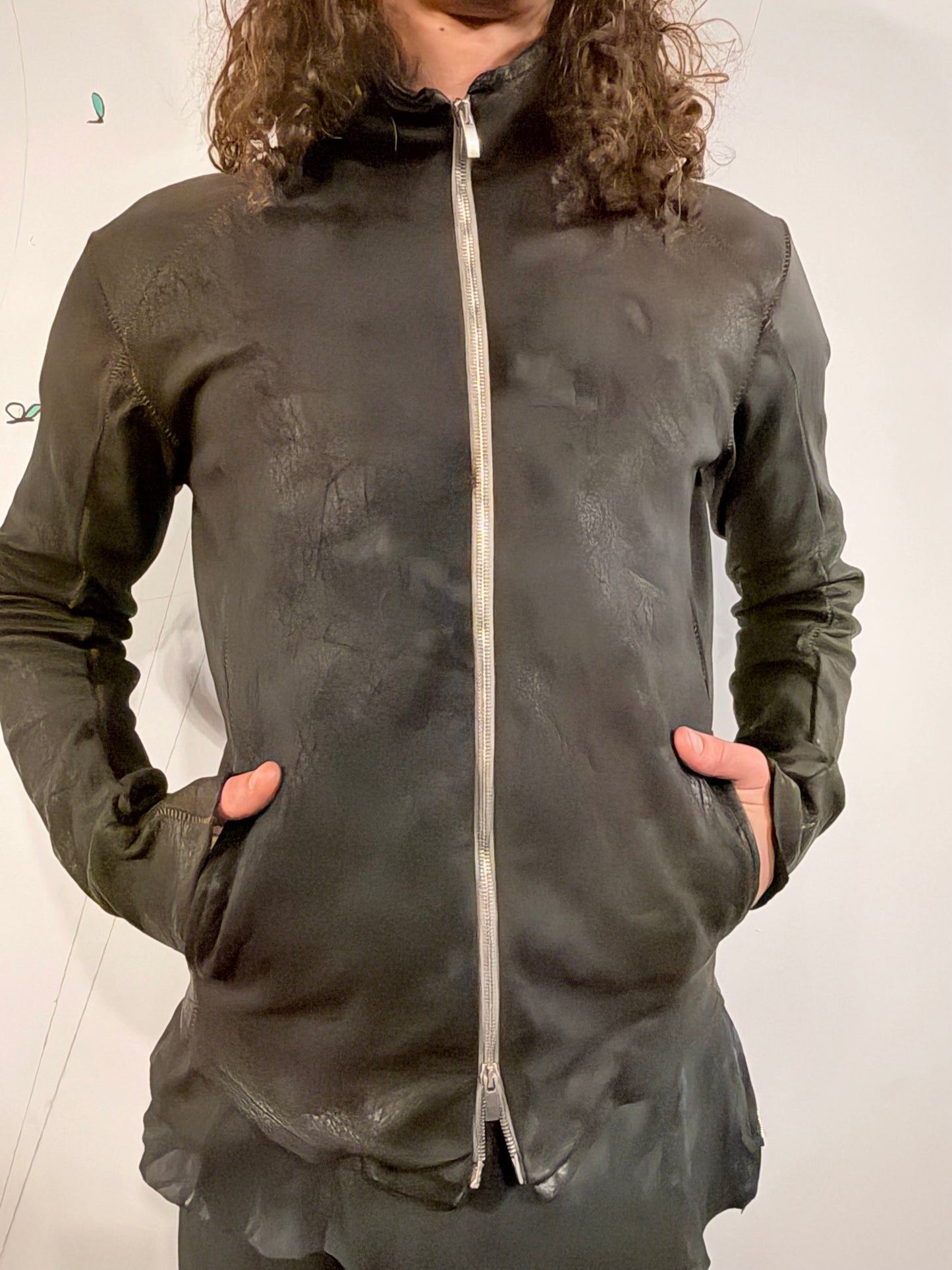 SS26 || OVERDYED ARC JACKET || BLACK || BISON LEATHER