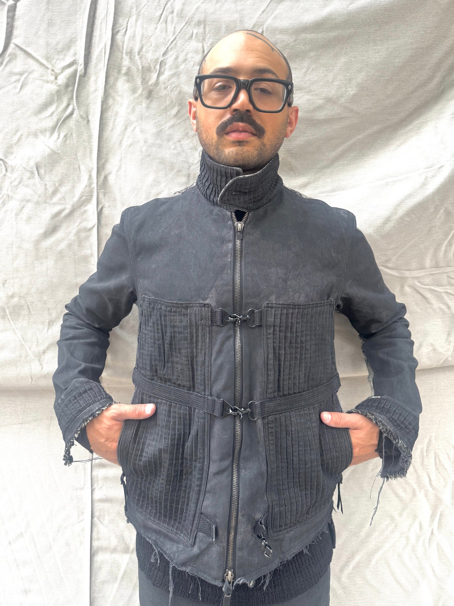 FW26 || .5 FAULTED SHOULDER WORK JACKET || BLACK || COTTON + BROCADE