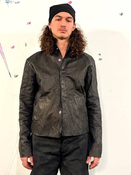 SS26 || PROTLOGICAL ARCHETYPE SHIRT JACKET || BLACK || PERFORATED CALF