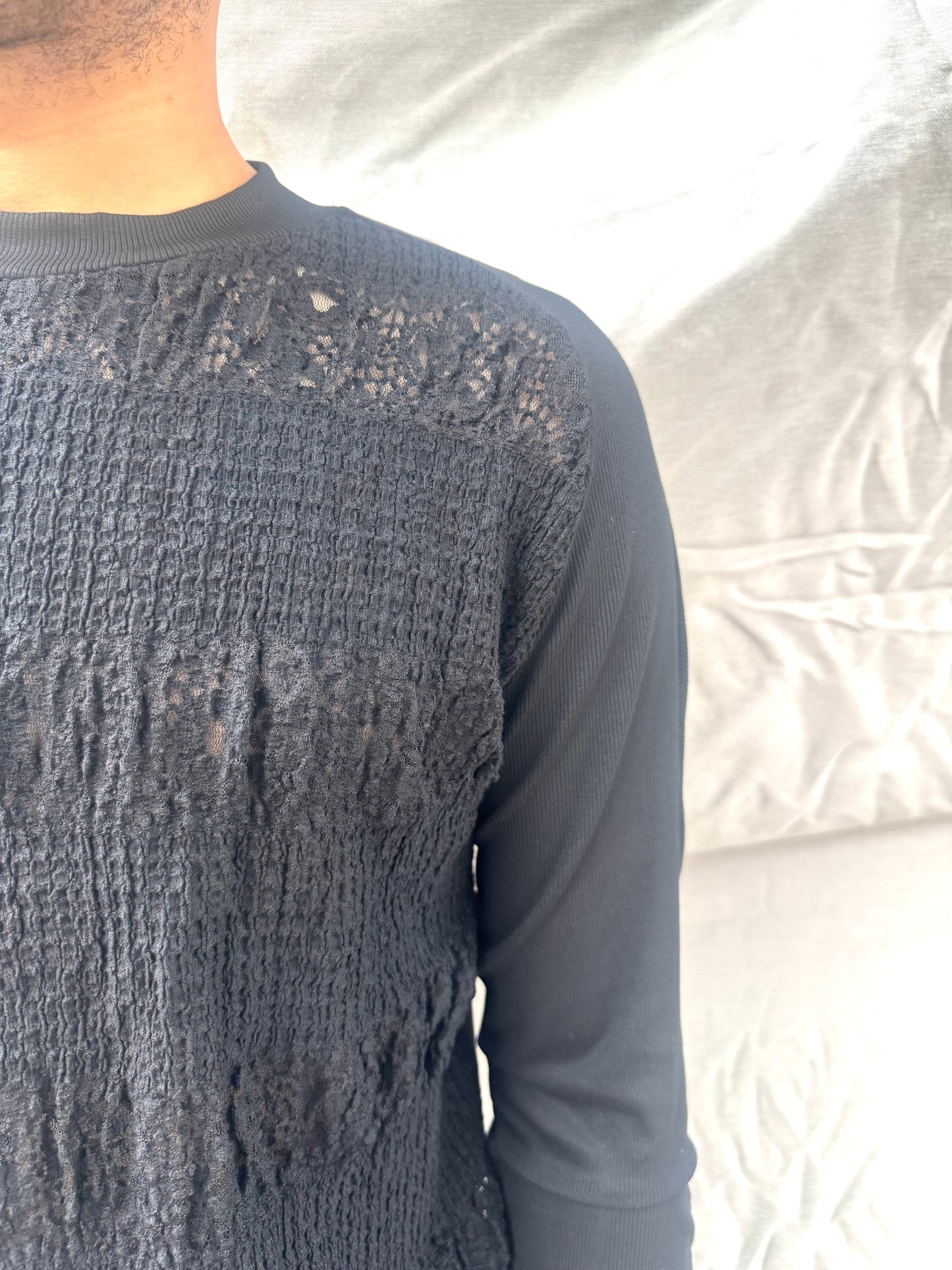 FW26 || SYMMETRICAL LONG SLEEVE 3DT ||  BLACK MIXED KNIT