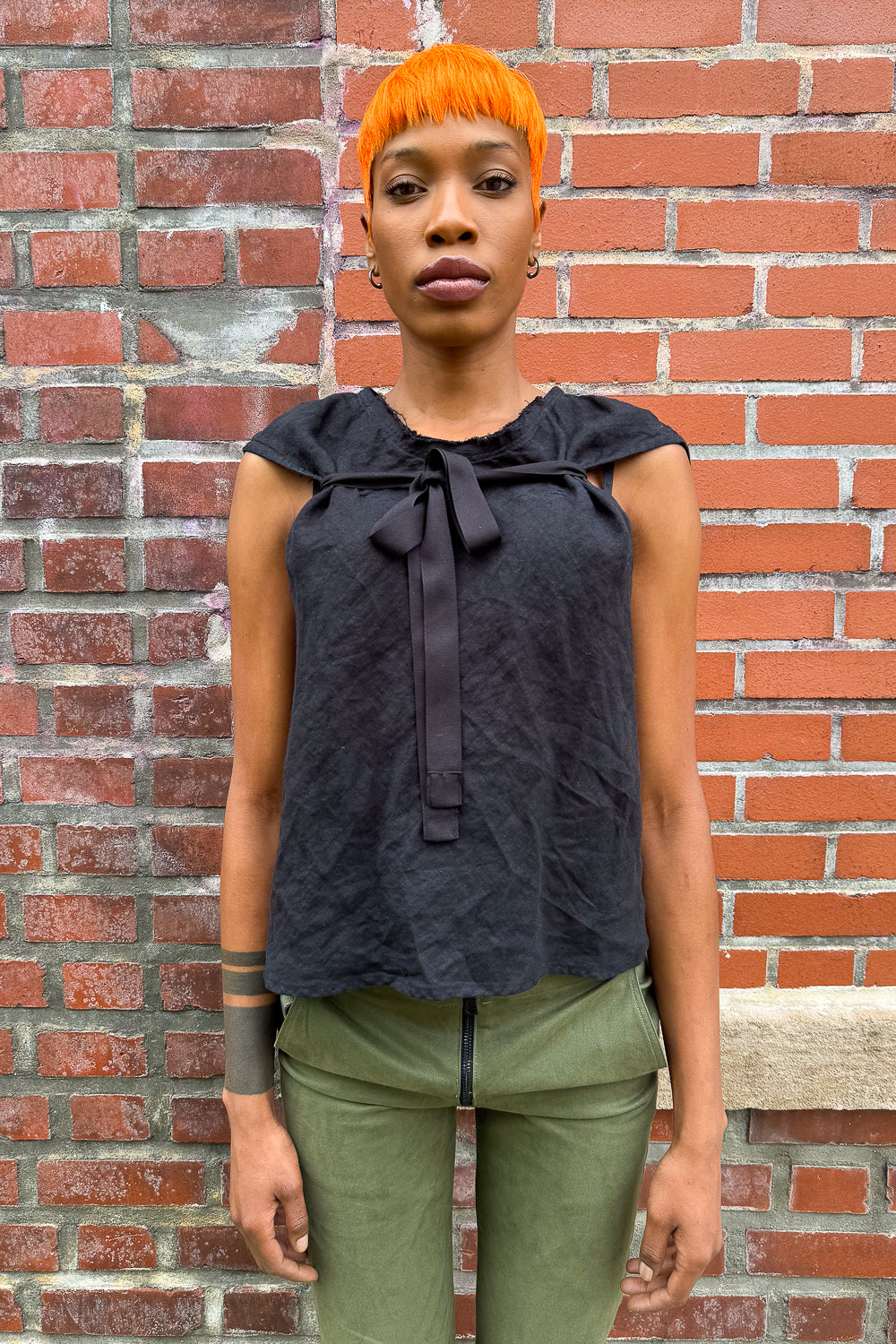 SS24 || LIGHTWEIGHT PICNIC TOP || BLACK LINEN