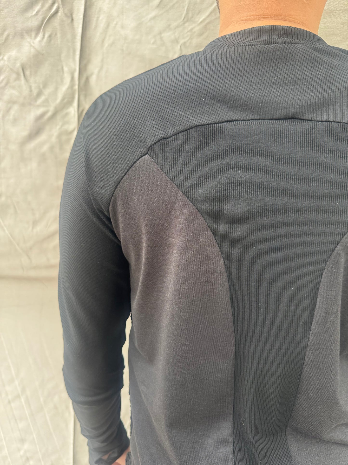 FW26 || SYMMETRICAL LONG SLEEVE 3DT ||  BLACK MIXED KNIT