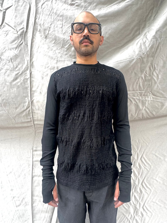 FW26 || SYMMETRICAL LONG SLEEVE 3DT ||  BLACK MIXED KNIT