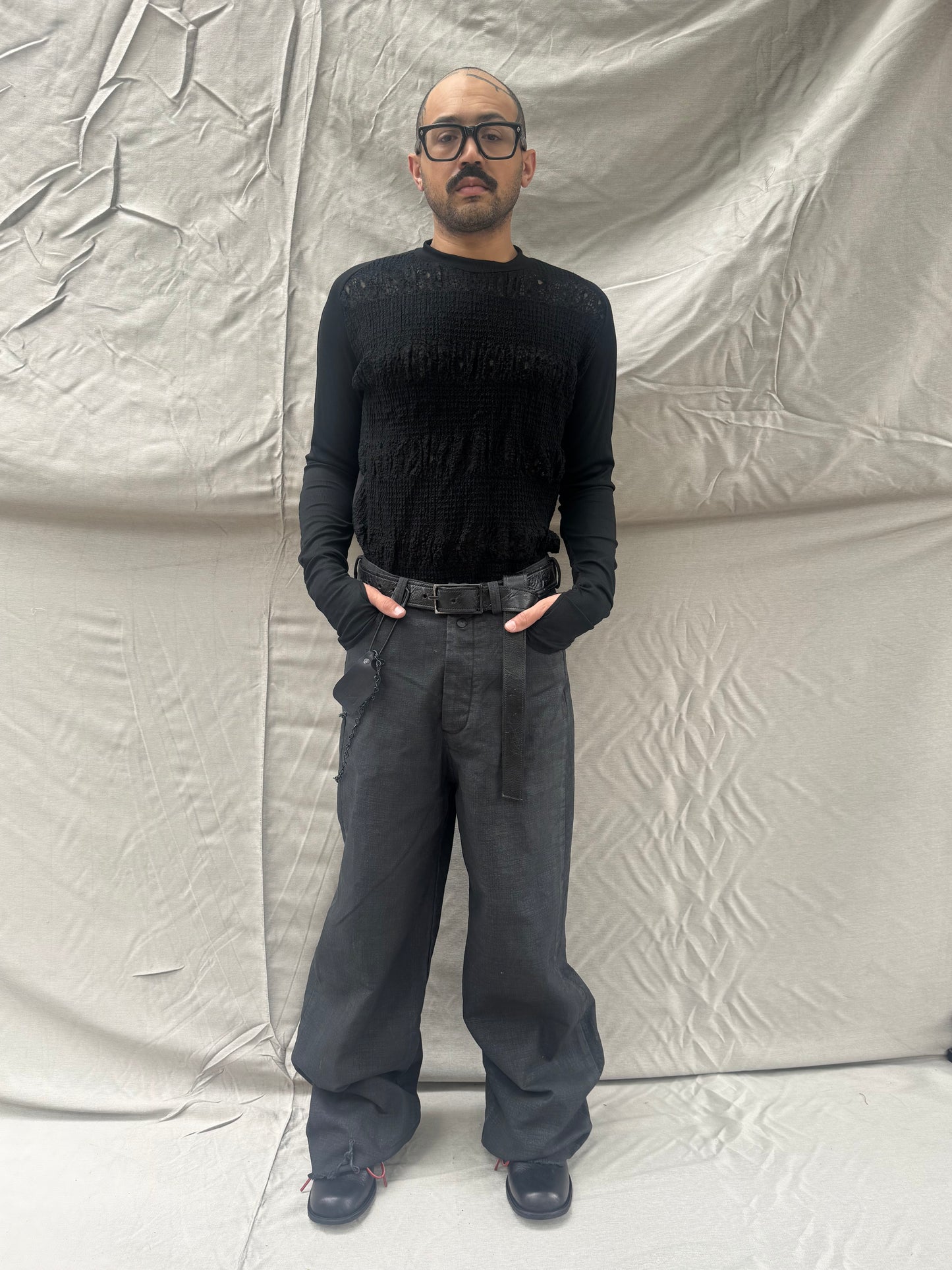 FW26 || GODDE - JEANS ||BLACK || VOLCANIC SULPHUR COATED LINEN