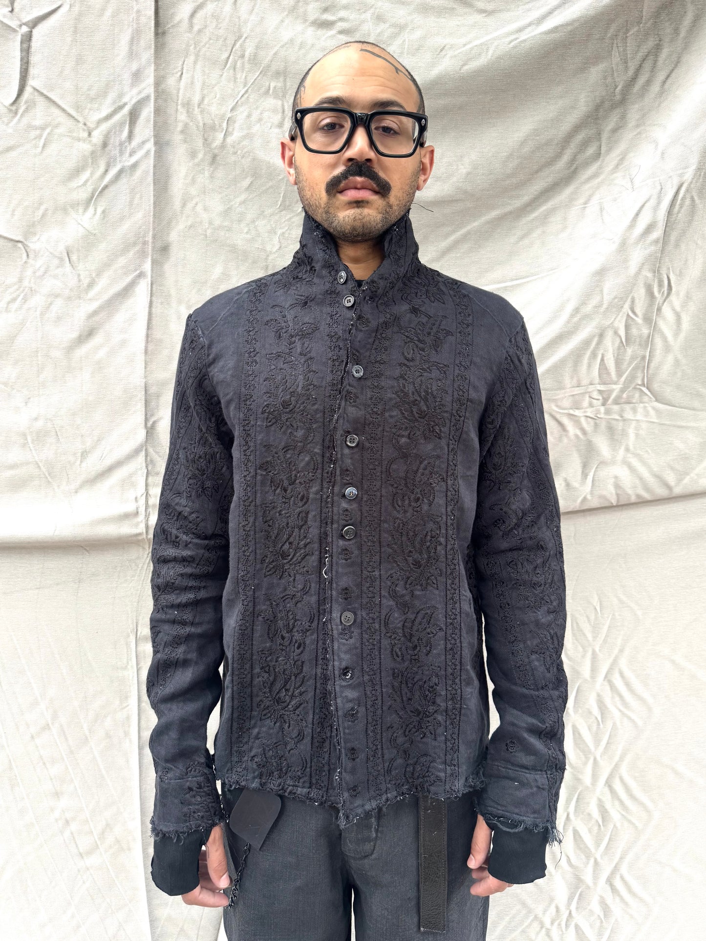 FW26 || PROTOLOGICAL ARCHETYPE SHIRT || BLACK || EMBROIDERED LINEN