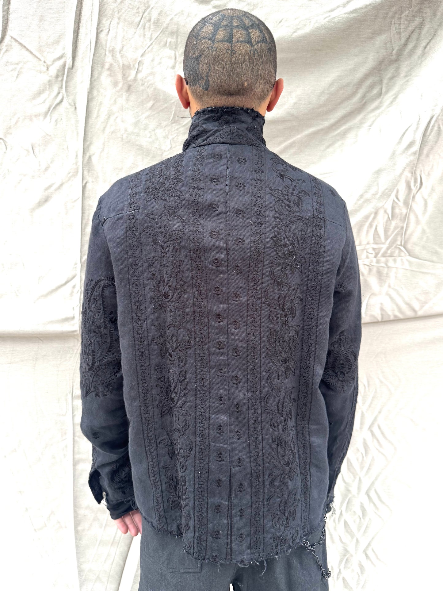 FW26 || PROTOLOGICAL ARCHETYPE SHIRT || BLACK || EMBROIDERED LINEN