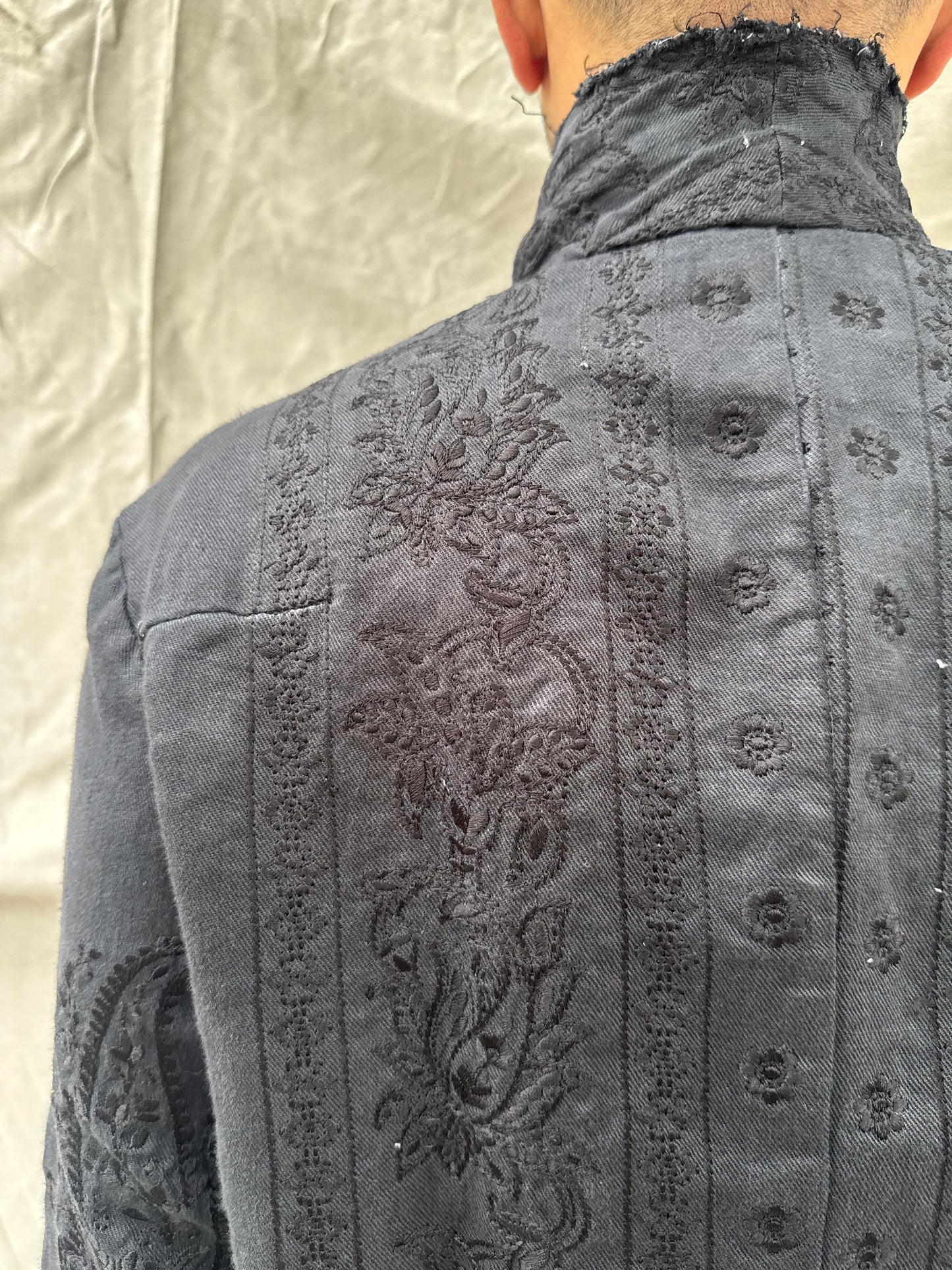 FW26 || PROTOLOGICAL ARCHETYPE SHIRT || BLACK || EMBROIDERED LINEN