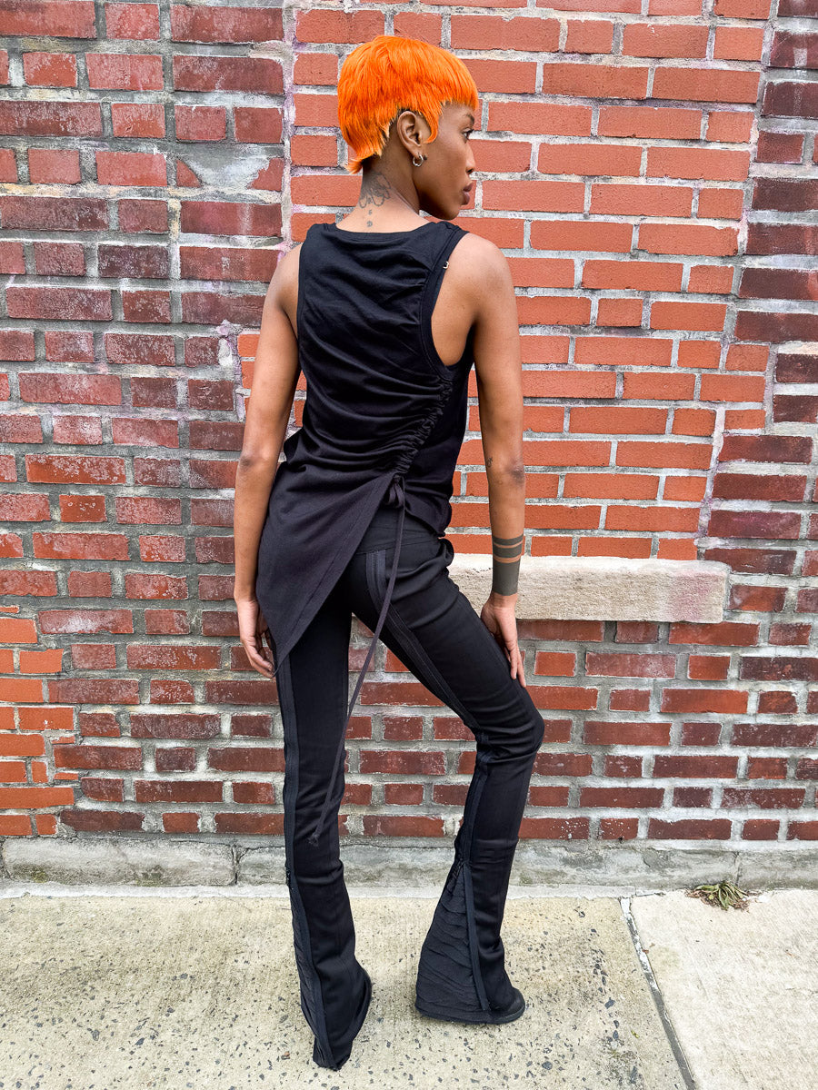 SS24 || CONVERTIBLE RUCHED BACK TANK || BLACK