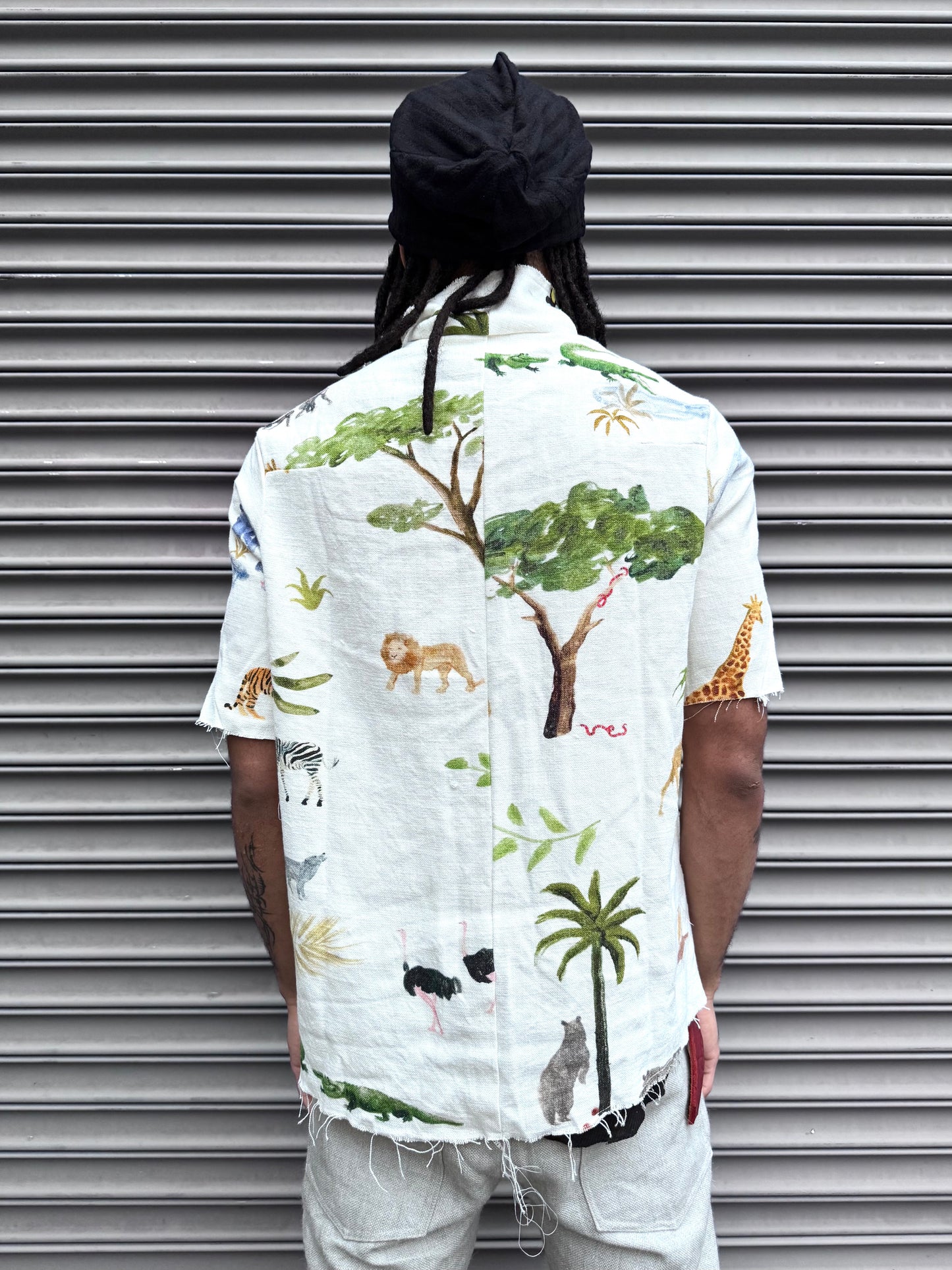 SS25 || PROTOLOGICAL ARCHETYPE SHORT SLEEVE SHIRT || ANIMAL PRINT LINEN