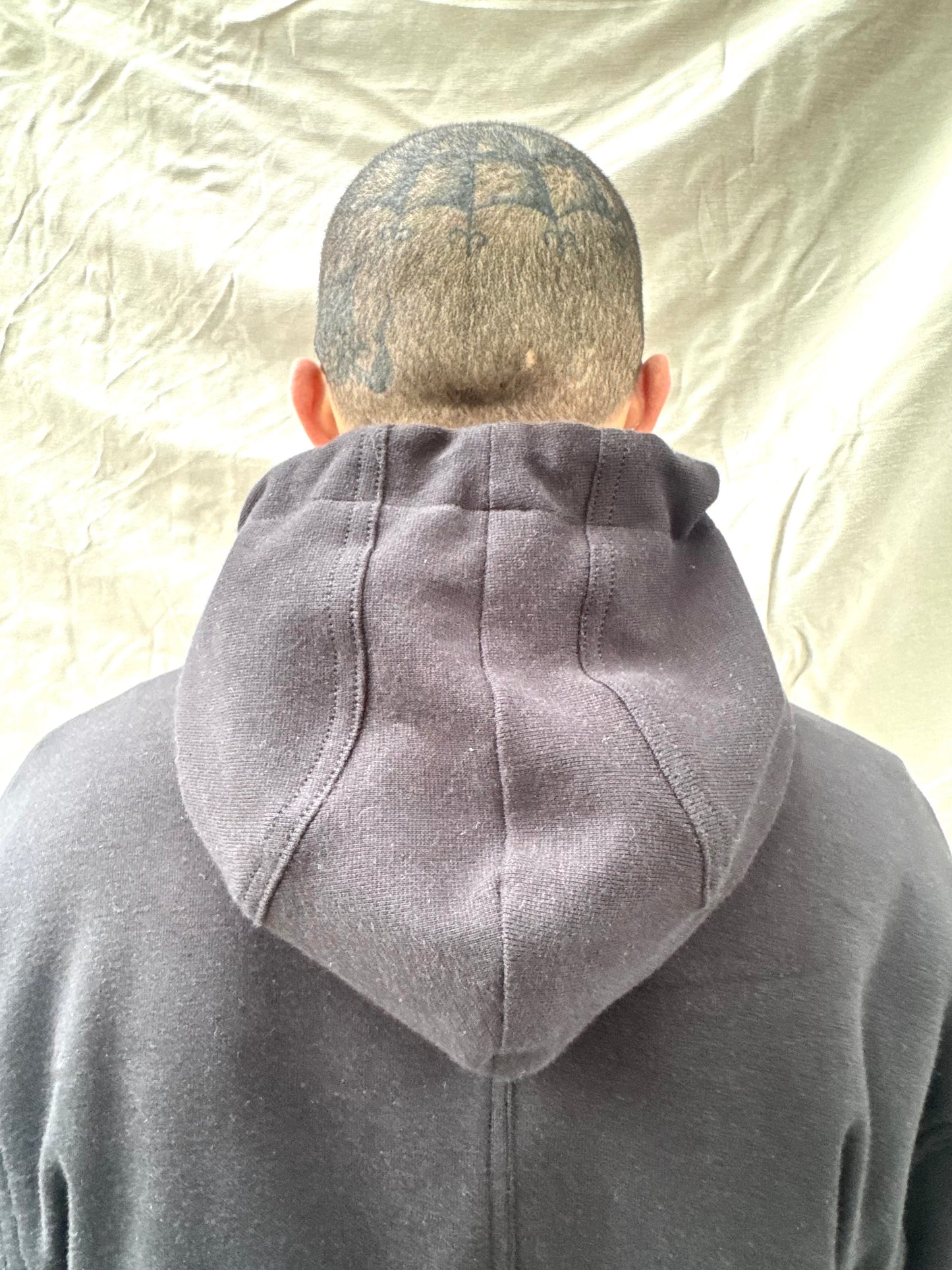 FW26 || 5 FAULTED SHOULDER - DOUBLE STITCHED HOODIE || BLACK COTTON