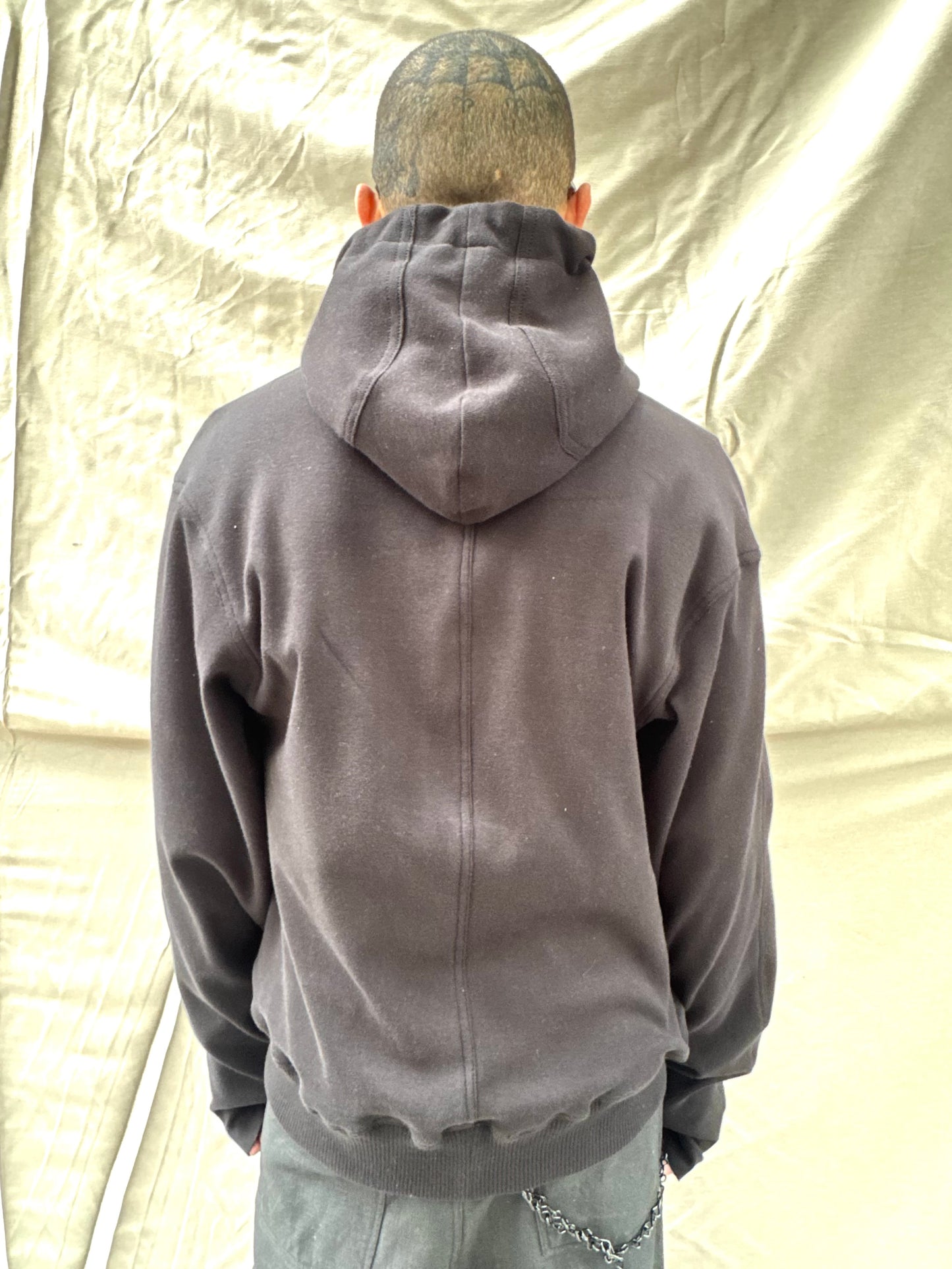 FW26 || 5 FAULTED SHOULDER - DOUBLE STITCHED HOODIE || BLACK COTTON