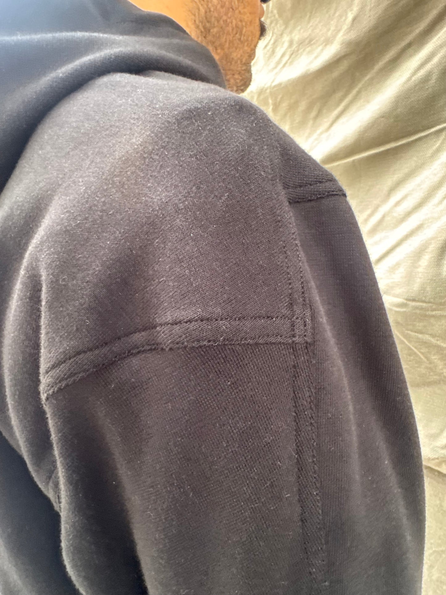 FW26 || 5 FAULTED SHOULDER - DOUBLE STITCHED HOODIE || BLACK COTTON