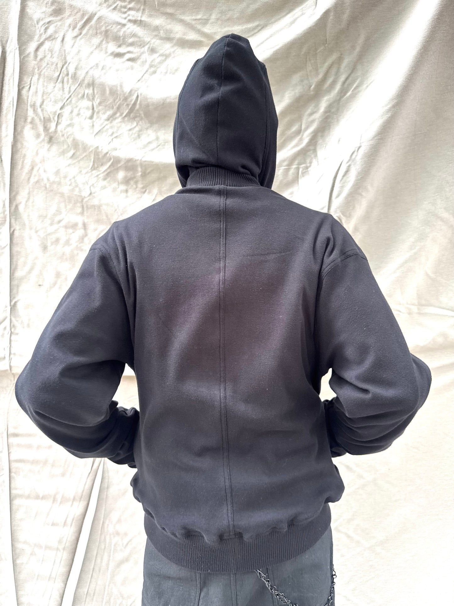 FW26 || 5 FAULTED SHOULDER - DOUBLE STITCHED HOODIE || BLACK COTTON