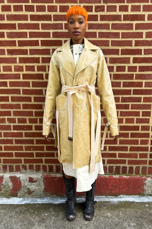 SS24 || HEARTENED TRENCH COAT || COATED ECRU