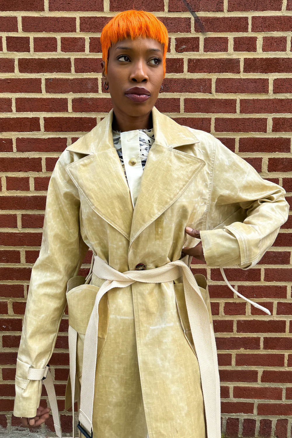 SS24 || HEARTENED TRENCH COAT || COATED ECRU