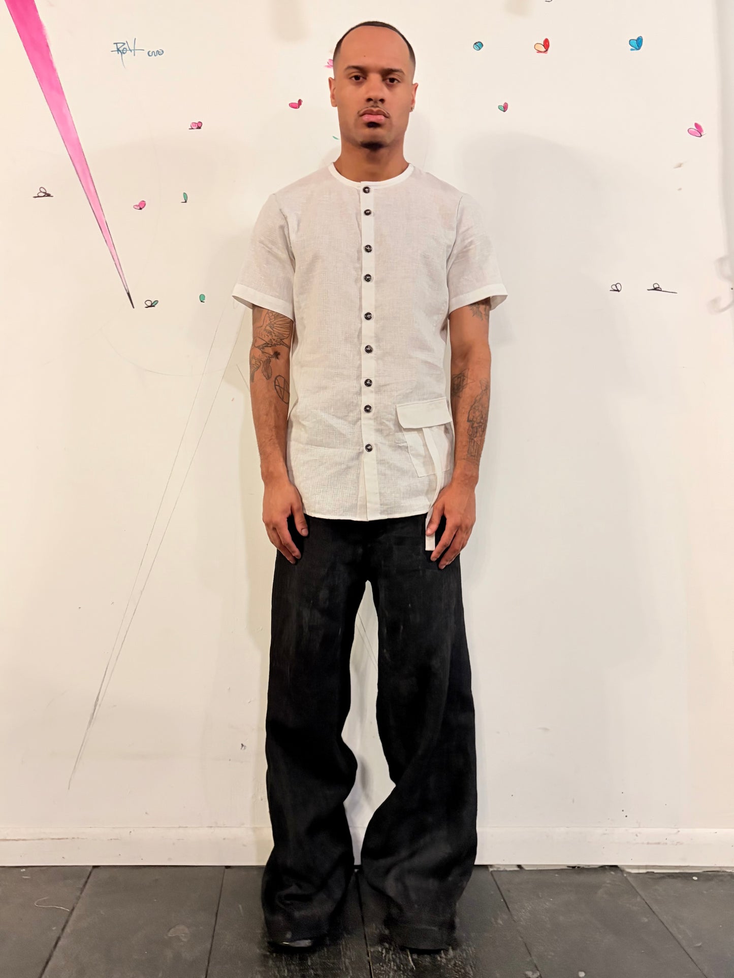 SS26 || CLASSIC GODDE "WORK" PANTS ||  LINEN || VOLCANIC SULPHUR BLACK