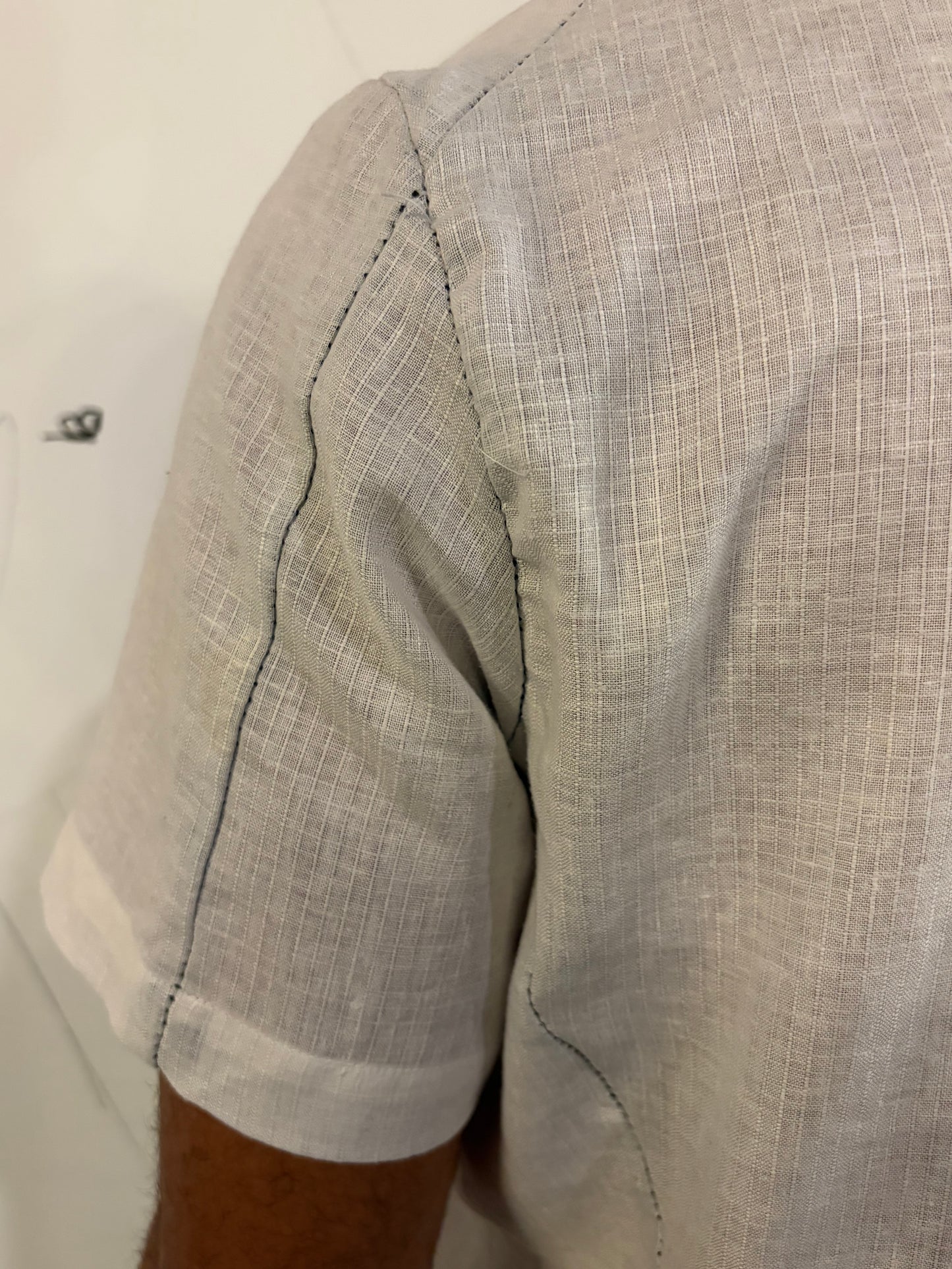 SS26 || COLLARLESS 3 PANEL  BACK VENT SHIRT || SHORT SLEEVE - WHITE