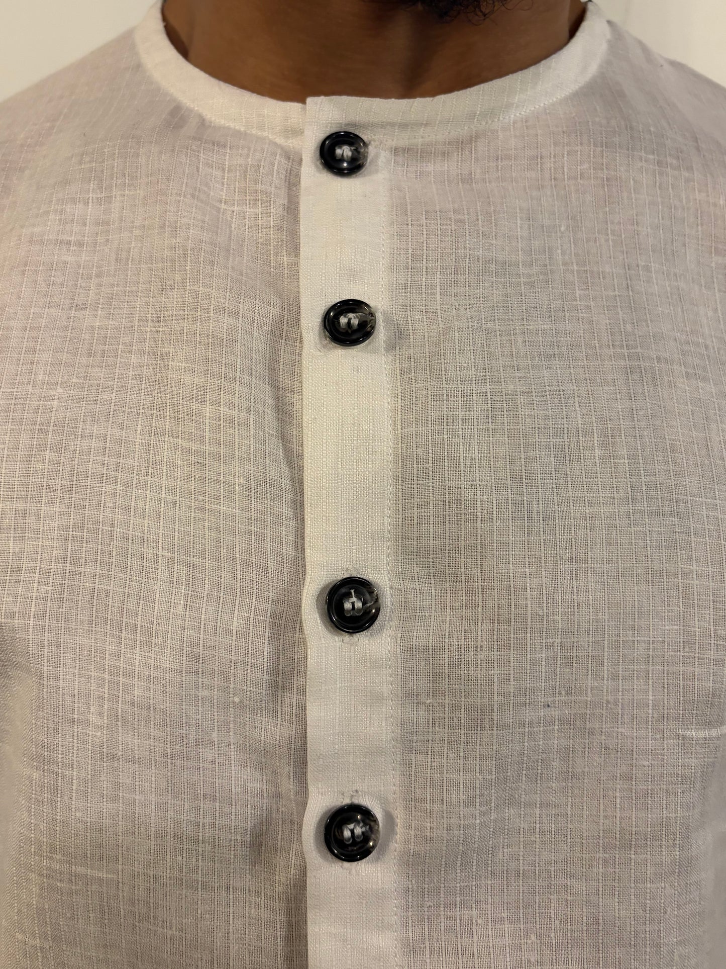 SS26 || COLLARLESS 3 PANEL  BACK VENT SHIRT || SHORT SLEEVE - WHITE