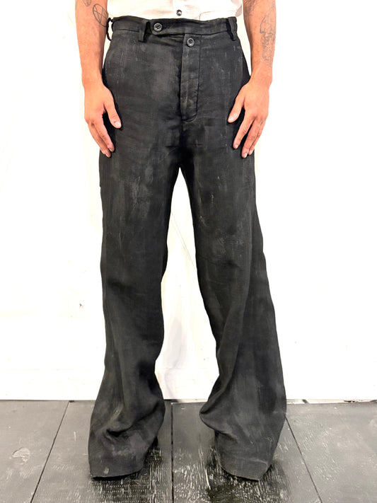 SS26 || CLASSIC GODDE "WORK" PANTS ||  LINEN || VOLCANIC SULPHUR BLACK