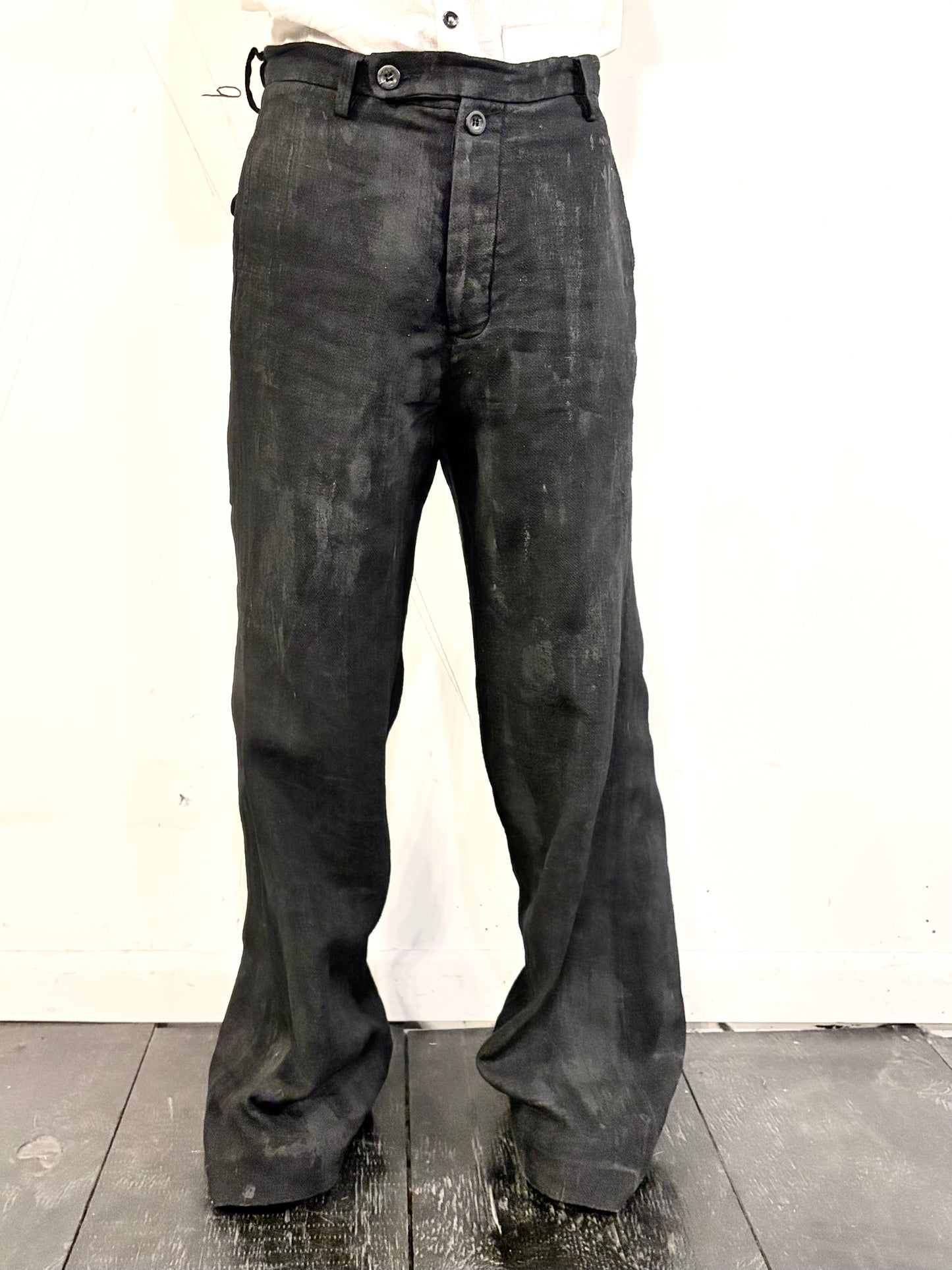 SS26 || CLASSIC GODDE "WORK" PANTS ||  LINEN || VOLCANIC SULPHUR BLACK