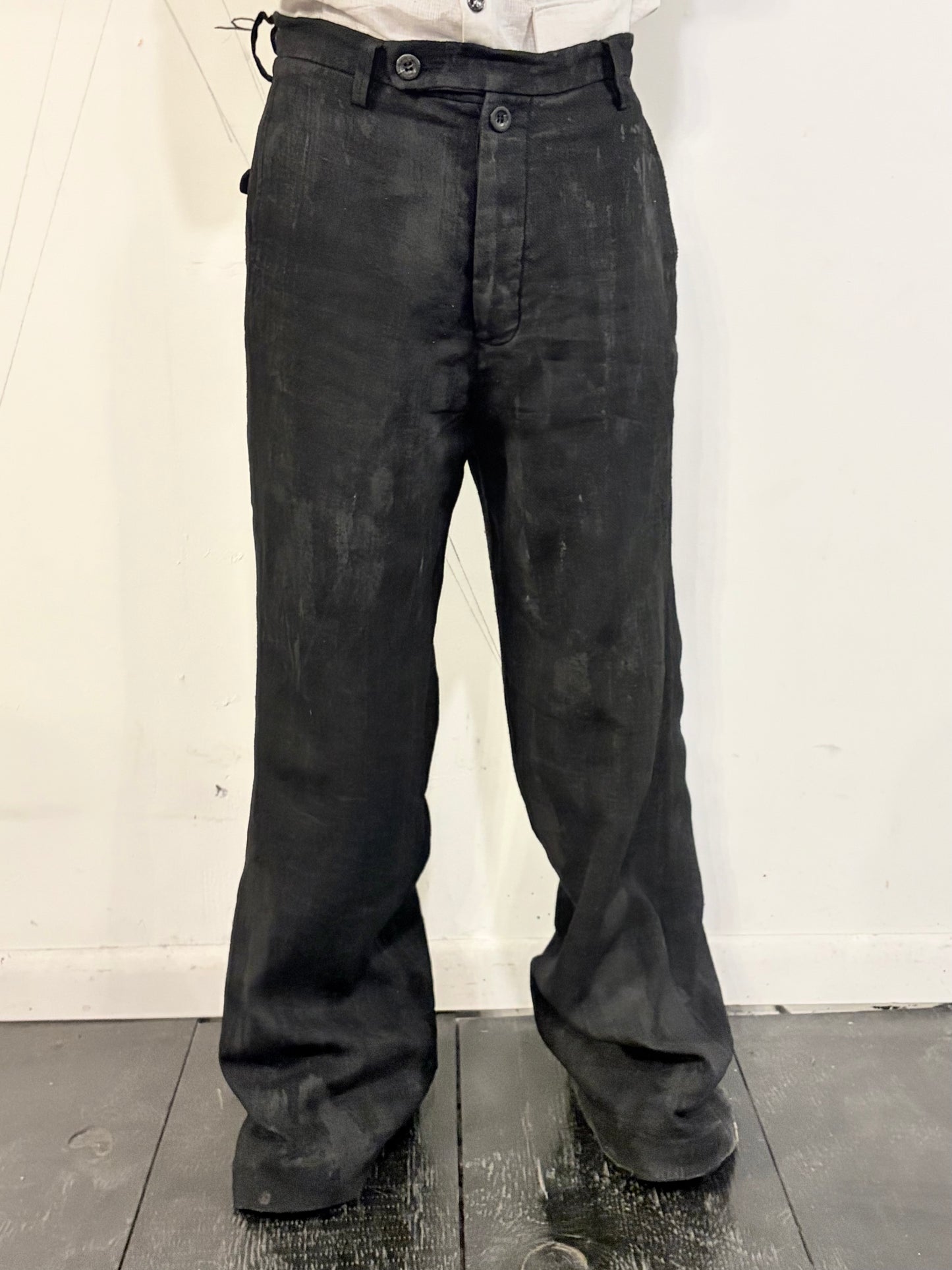 SS26 || CLASSIC GODDE "WORK" PANTS ||  LINEN || VOLCANIC SULPHUR BLACK