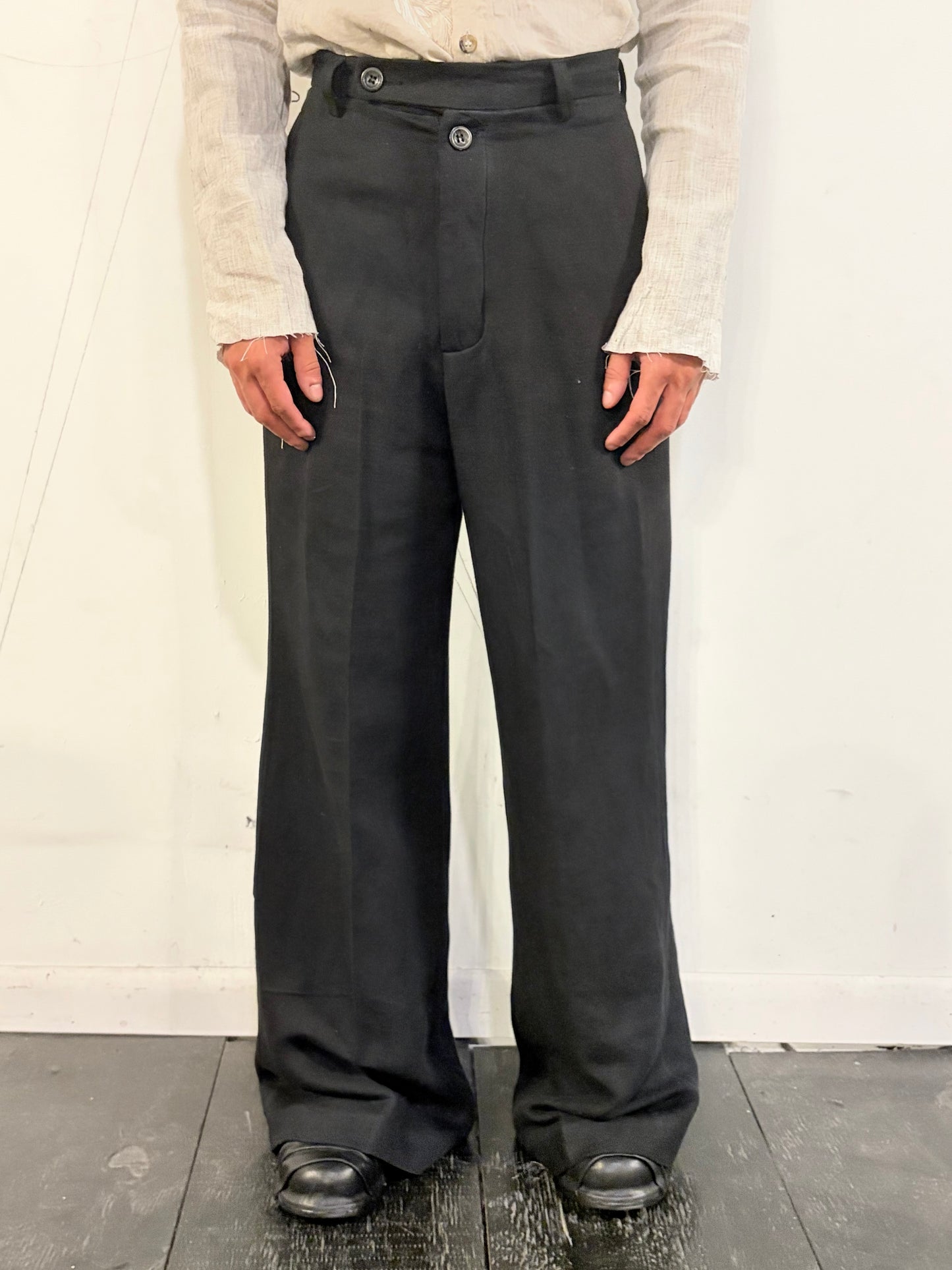 SS26 || CLASSIC GODDE "WORK" PANTS || HERRINGBONE LINEN || OD BLACK