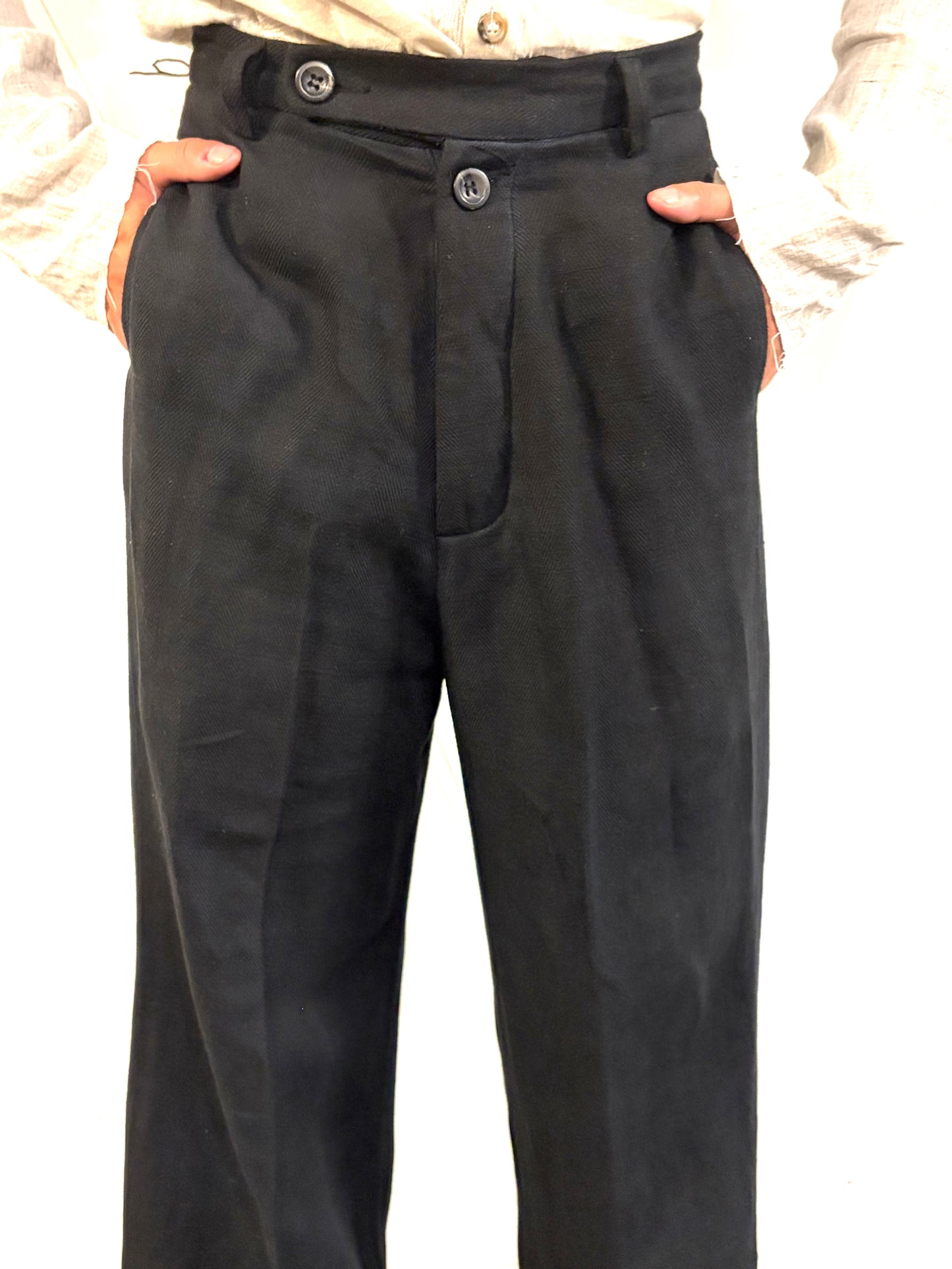 SS26 || CLASSIC GODDE "WORK" PANTS || HERRINGBONE LINEN || OD BLACK