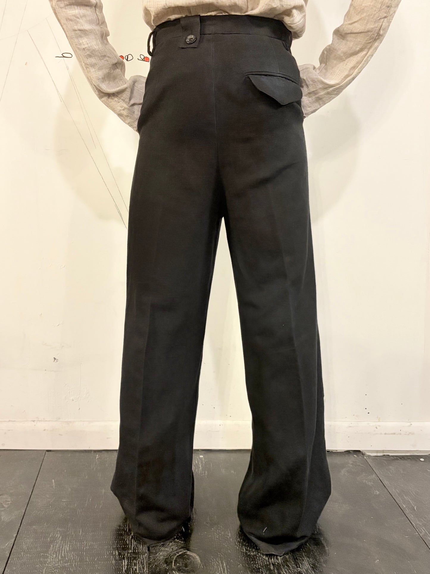 SS26 || CLASSIC GODDE "WORK" PANTS || HERRINGBONE LINEN || OD BLACK