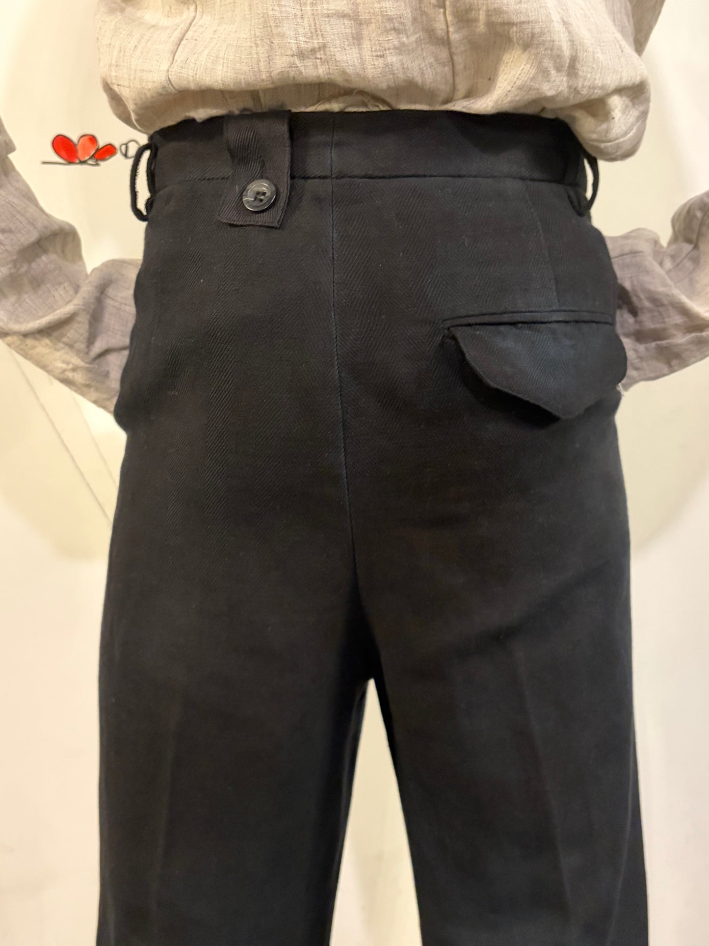 SS26 || CLASSIC GODDE "WORK" PANTS || HERRINGBONE LINEN || OD BLACK