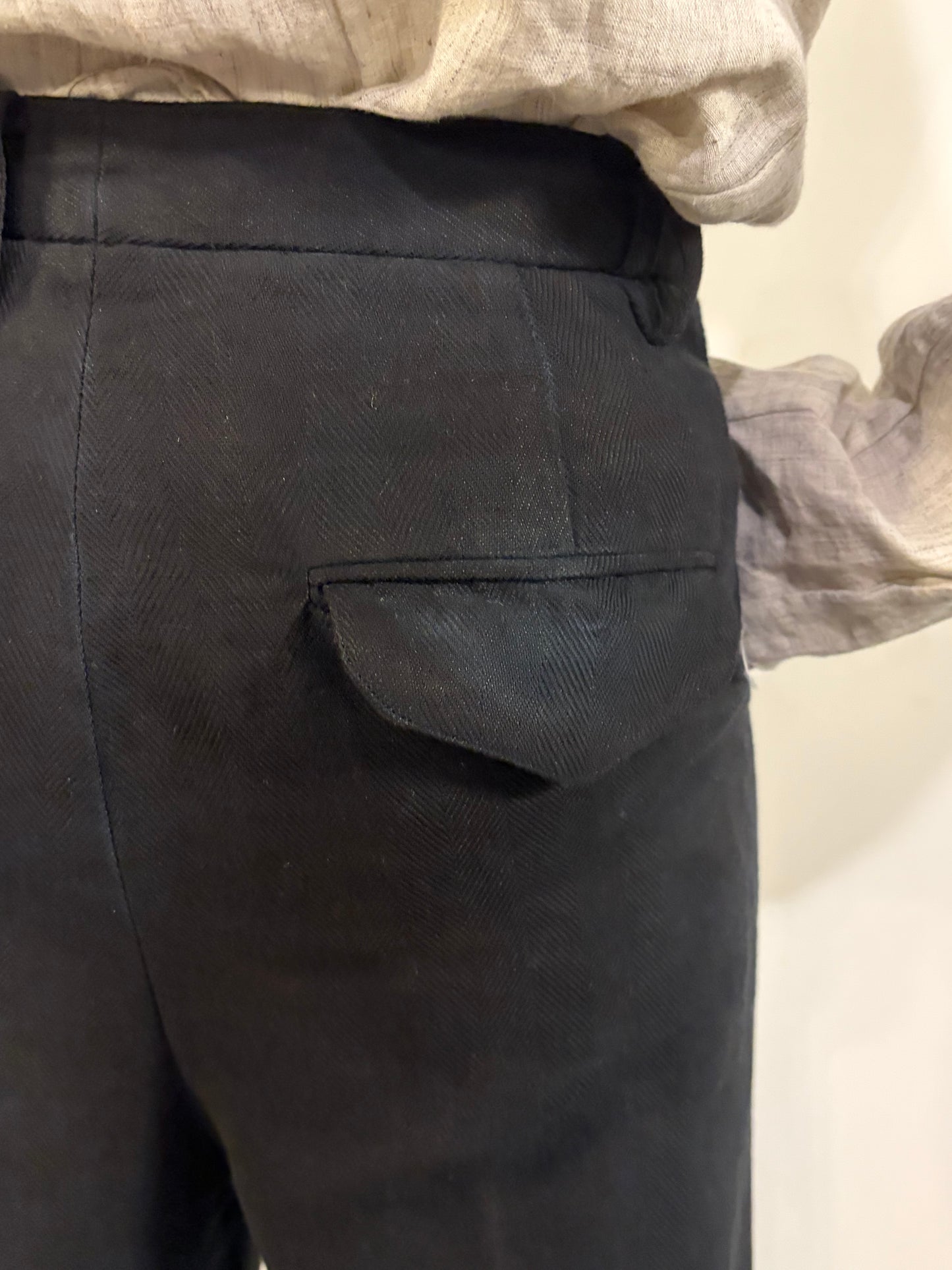 SS26 || CLASSIC GODDE "WORK" PANTS || HERRINGBONE LINEN || OD BLACK