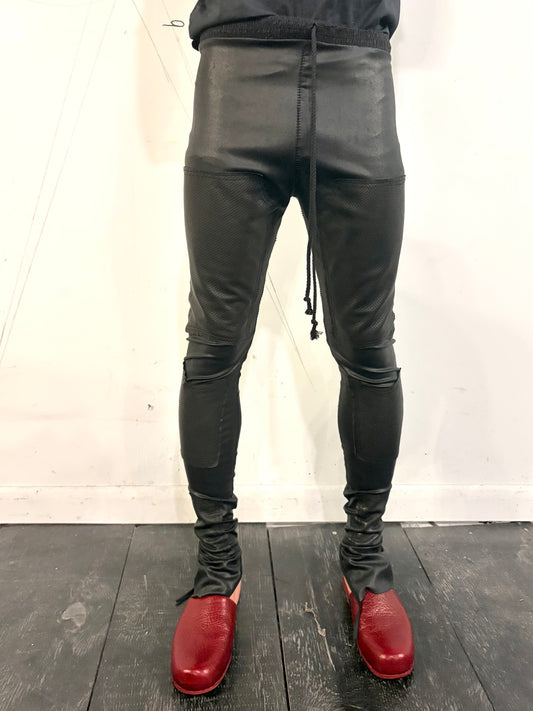 SS26 ||  LAYERING  LEGGINGS || BLACK STRETCH + PERFORATED LEATHER