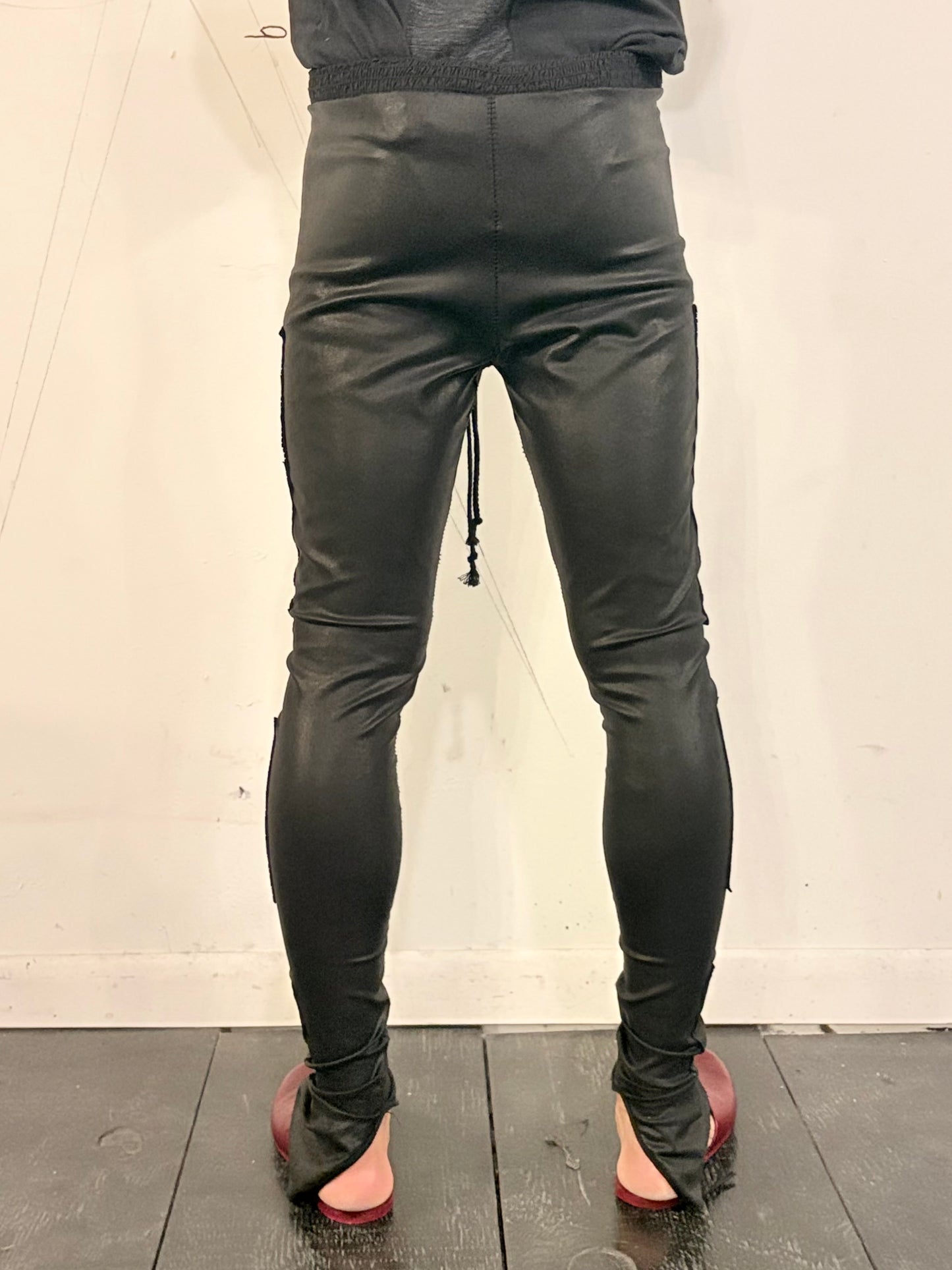 SS26 ||  LAYERING  LEGGINGS || BLACK STRETCH + PERFORATED LEATHER