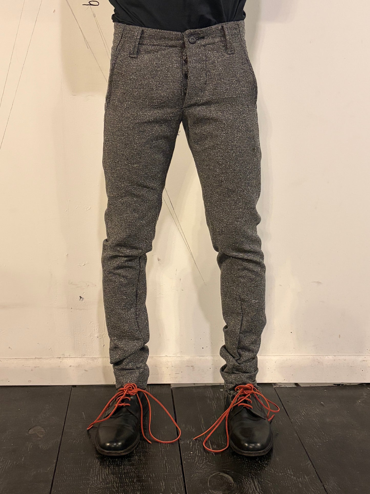 SS26 || MINIMALIST SLIM PANTS || RAW SILK - GREY