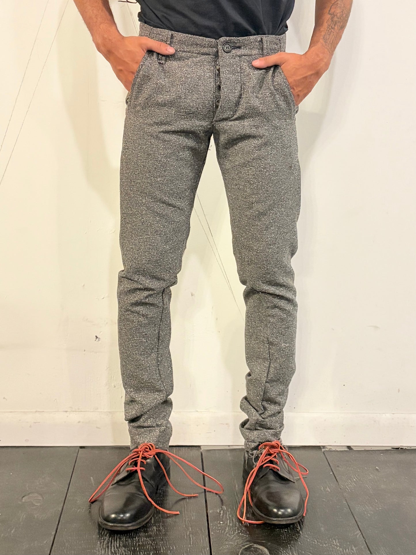 SS26 || MINIMALIST SLIM PANTS || RAW SILK - GREY