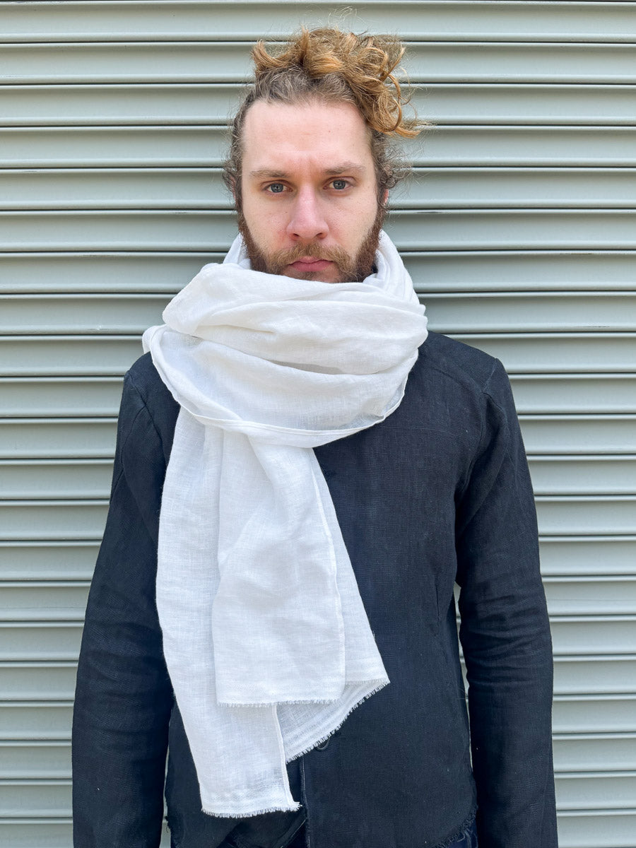 SS24 || DOUBLE WIDTH LINEN SCARF || WHITE
