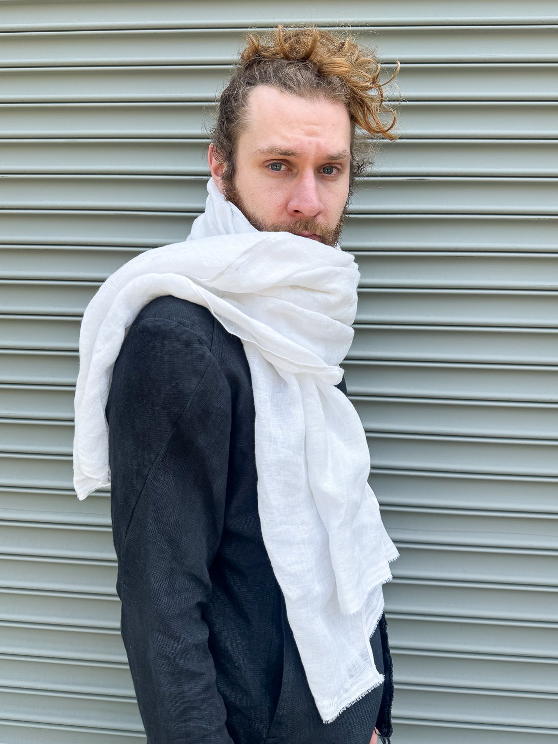 SS24 || DOUBLE WIDTH LINEN SCARF || WHITE