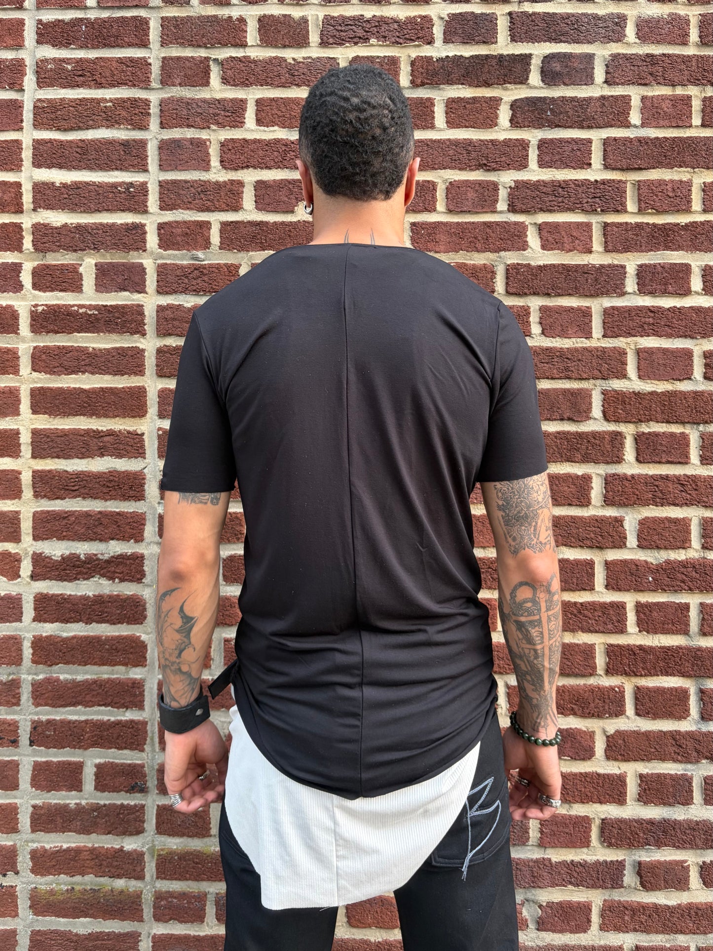 ZBT JAMAICA || .5 PRIMORDIAL SHORT SLEEVE || GREY STRIPE ON BLACK